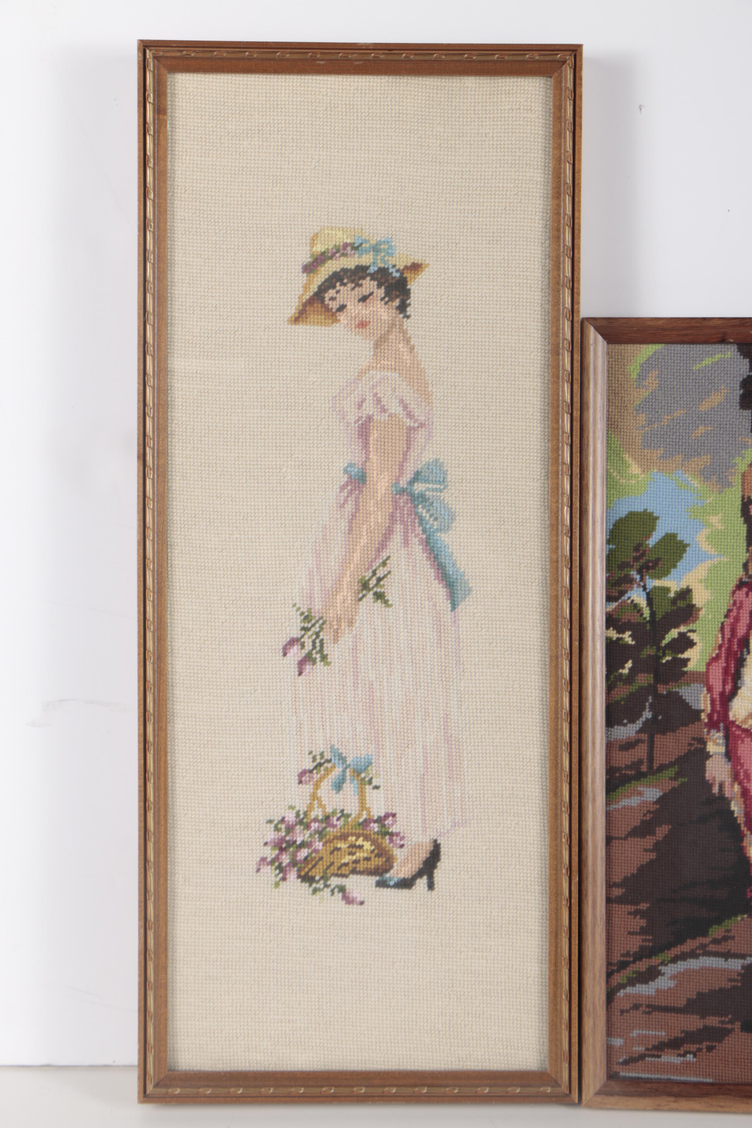 Needlepoint Including "The Pink Boy" After Thomas Gainsborough
