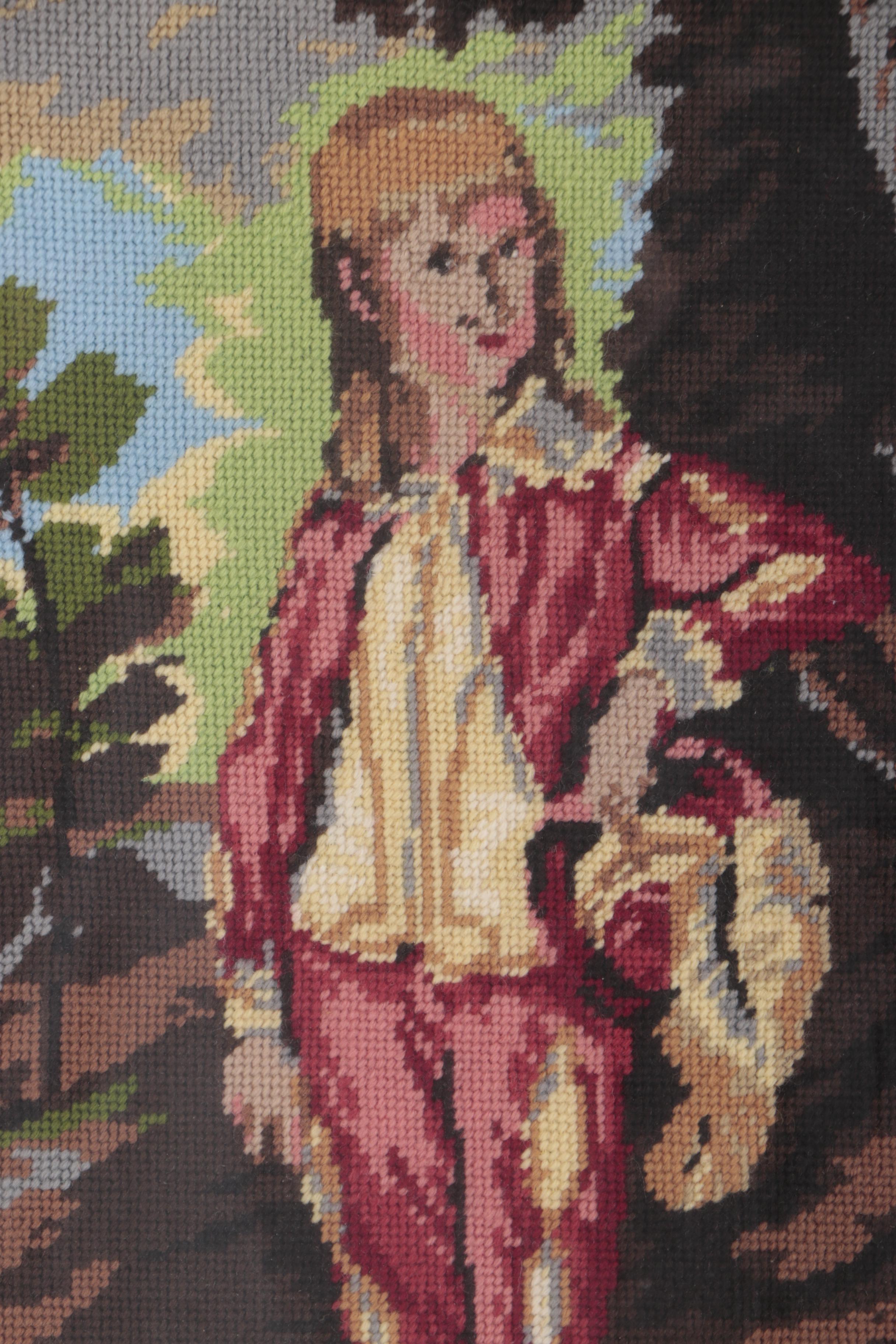 Needlepoint Including "The Pink Boy" After Thomas Gainsborough