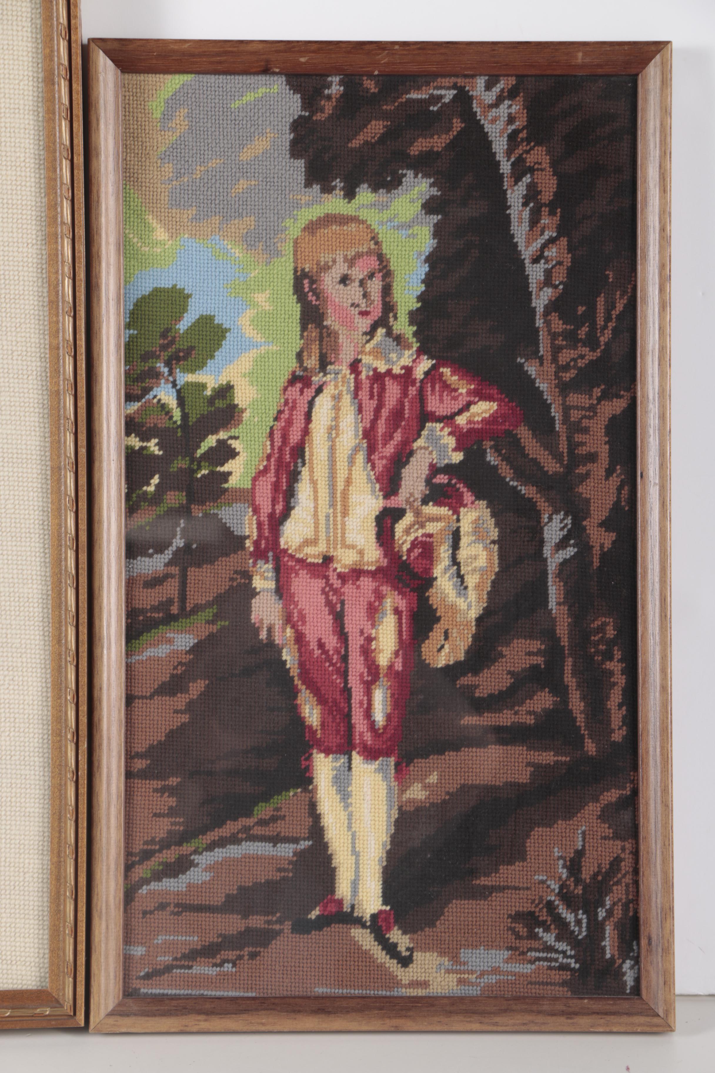 Needlepoint Including "The Pink Boy" After Thomas Gainsborough