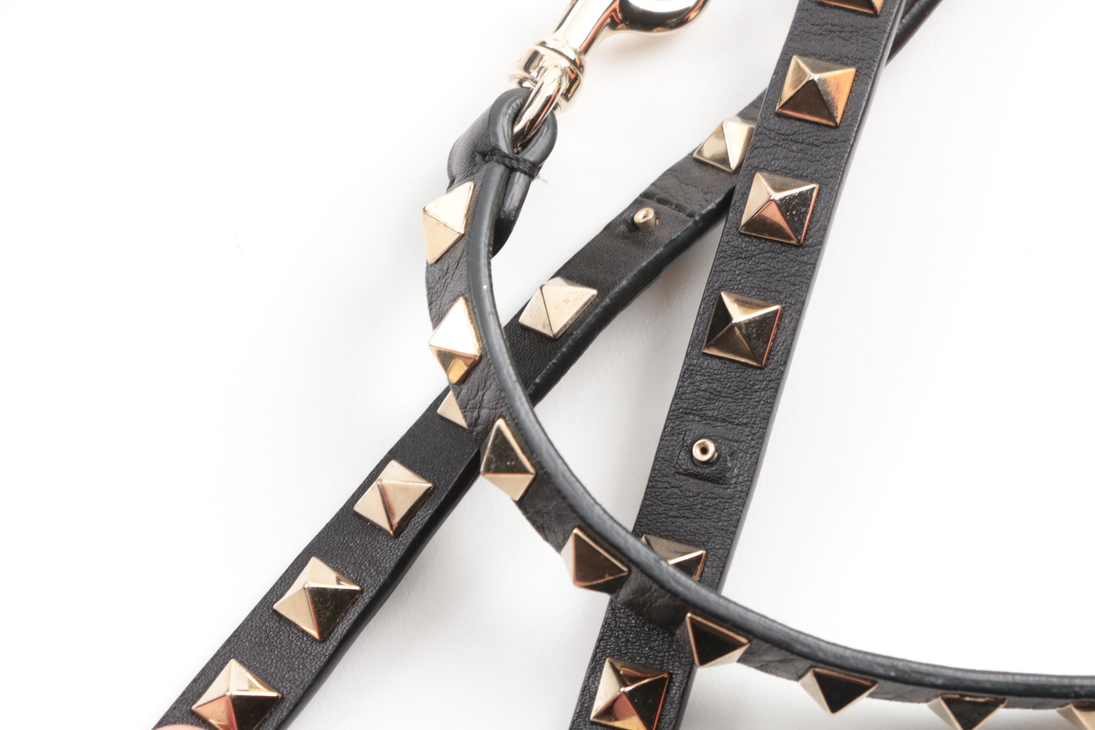 Valentino Garavani Rockstud Black Leather Studded Top Handle Shoulder Tote Bag