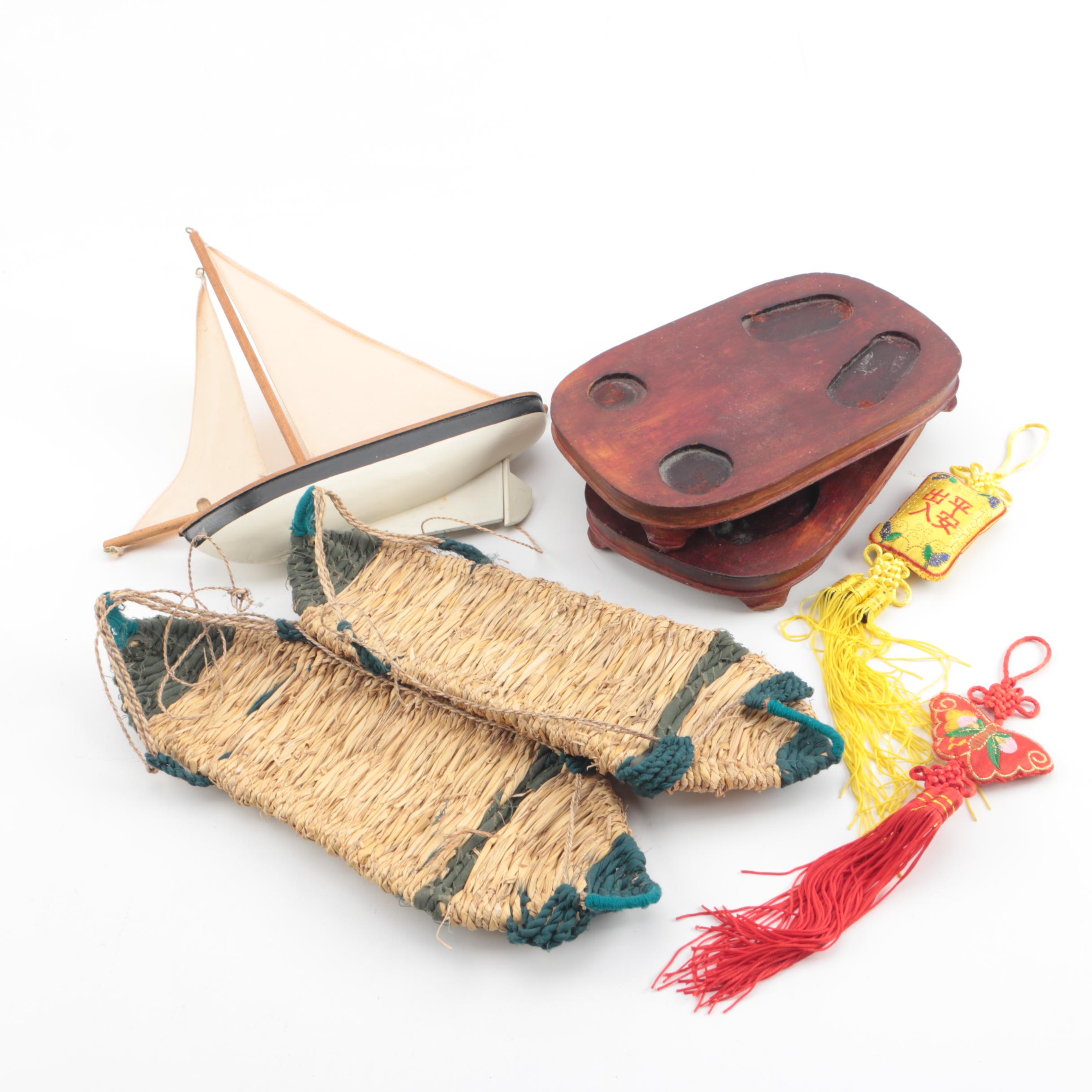 Vintage Wooden Sailboat and East Asian Inspired Decor