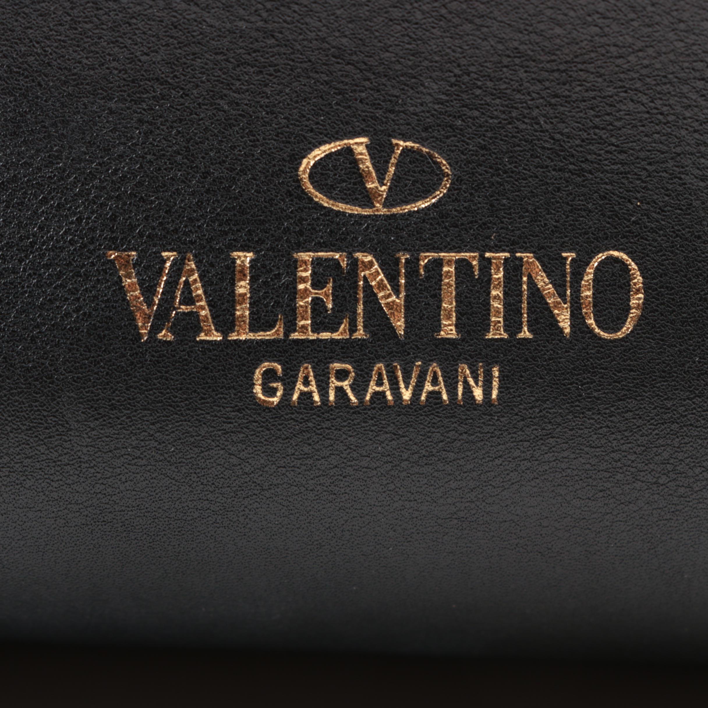 Valentino Garavani Rockstud Black Leather Studded Top Handle Shoulder Tote Bag