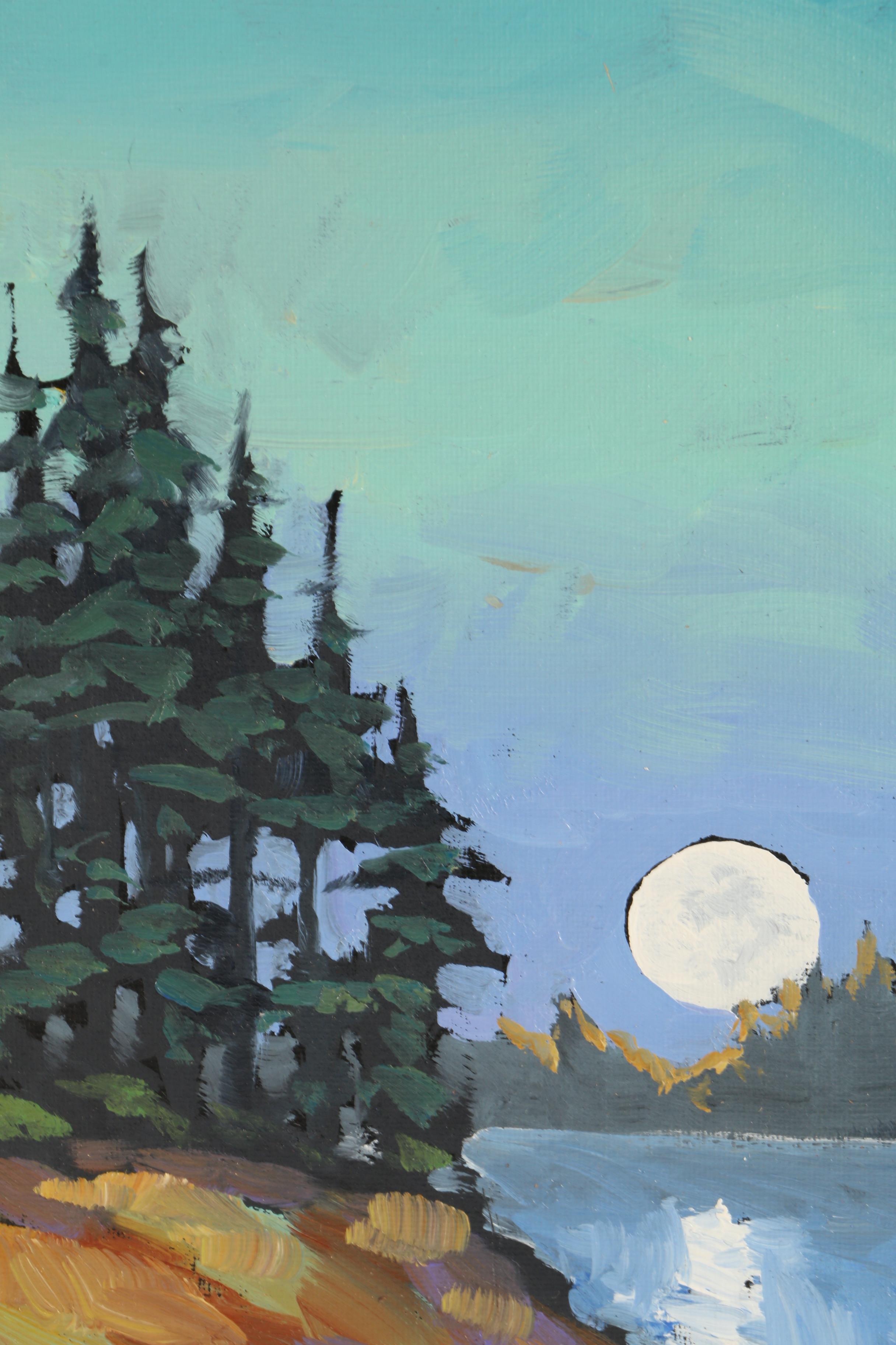 William Hawkins Oil Painting of Nocturnal Landscape