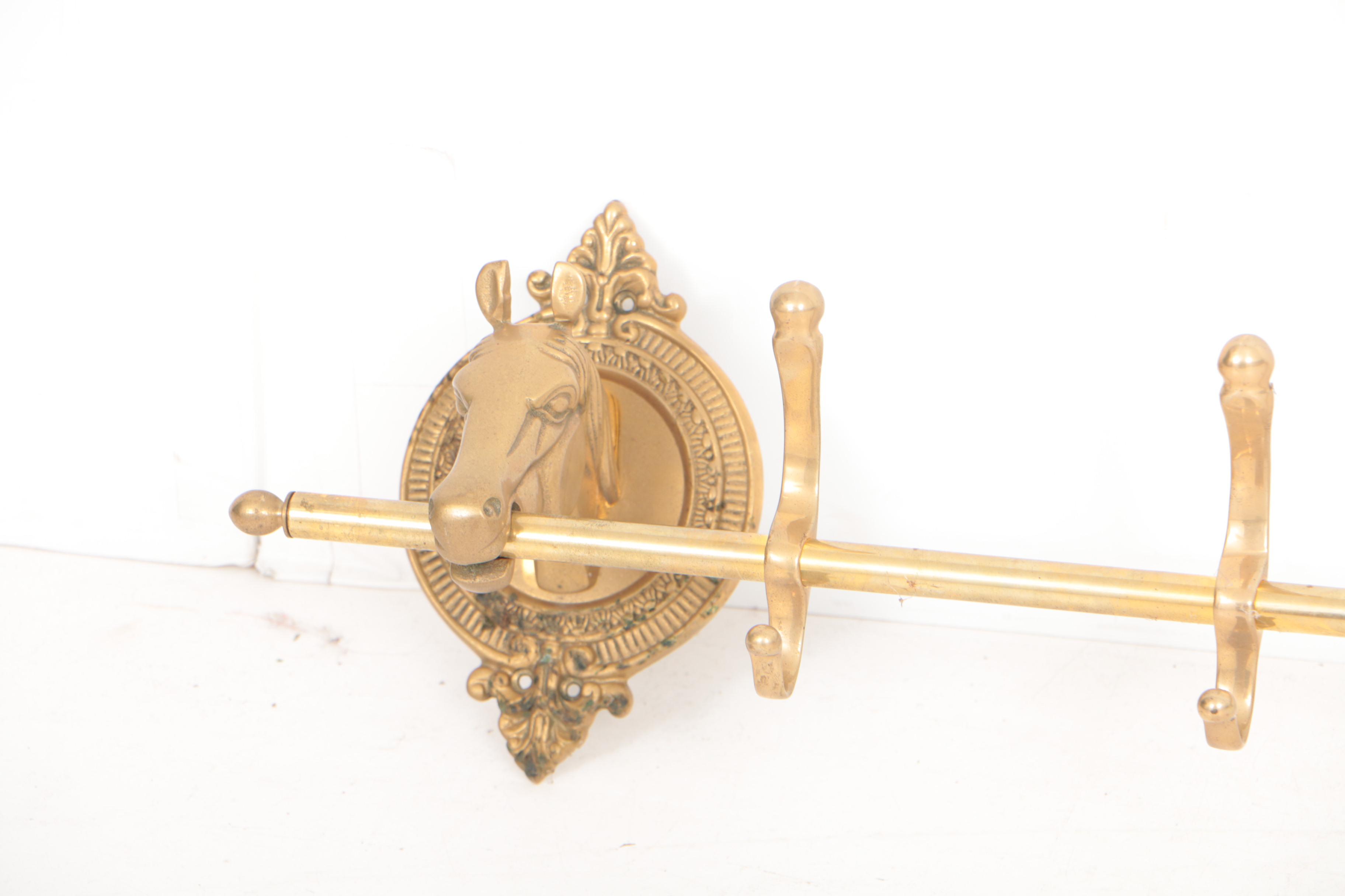 Handcast Brass Horse-Themed Coat Rack for Upper Deck, Ltd. of Fairhaven, MA