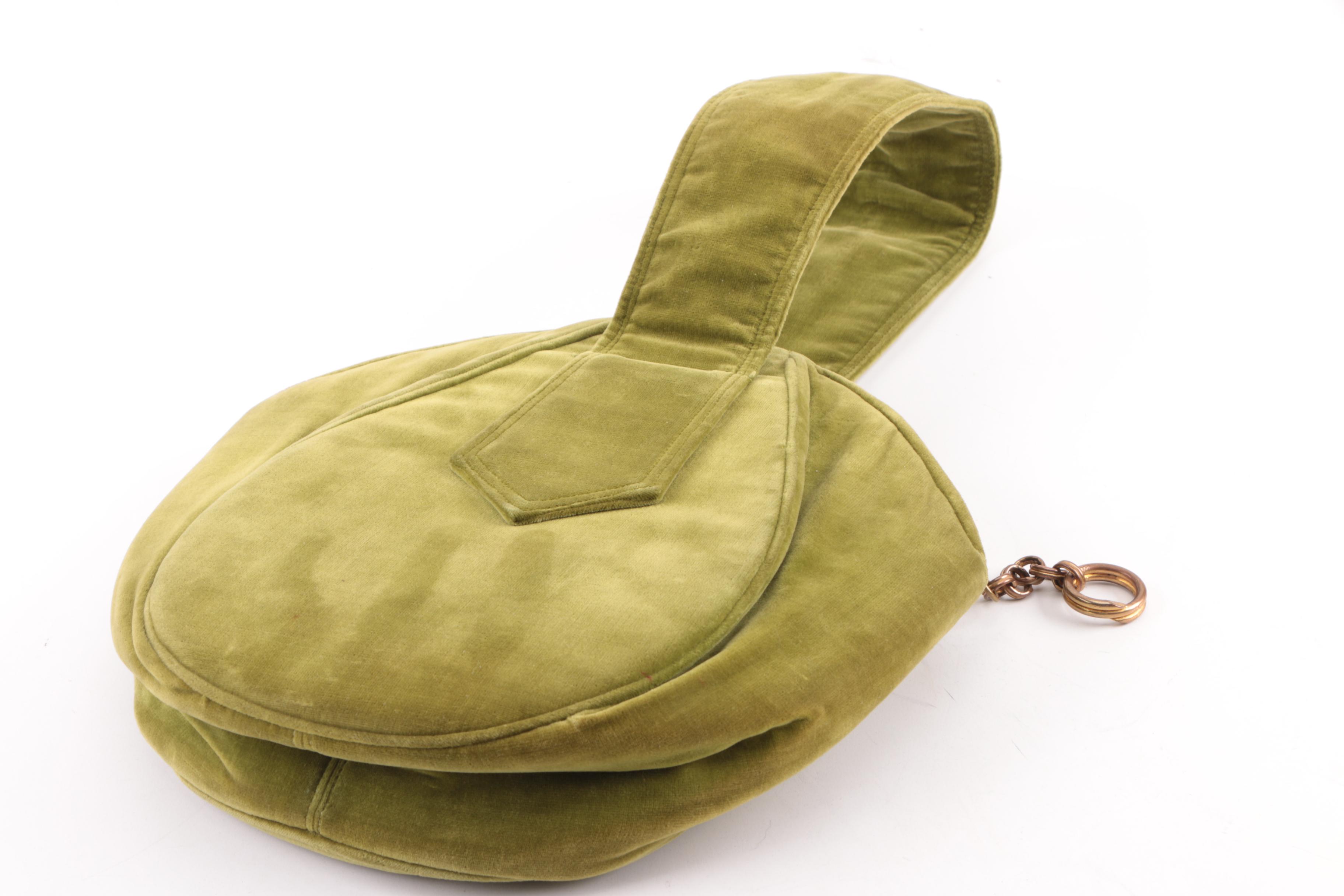 1960s Vintage Sherman of St. Louis Avocado Green Velvet Evening Bag