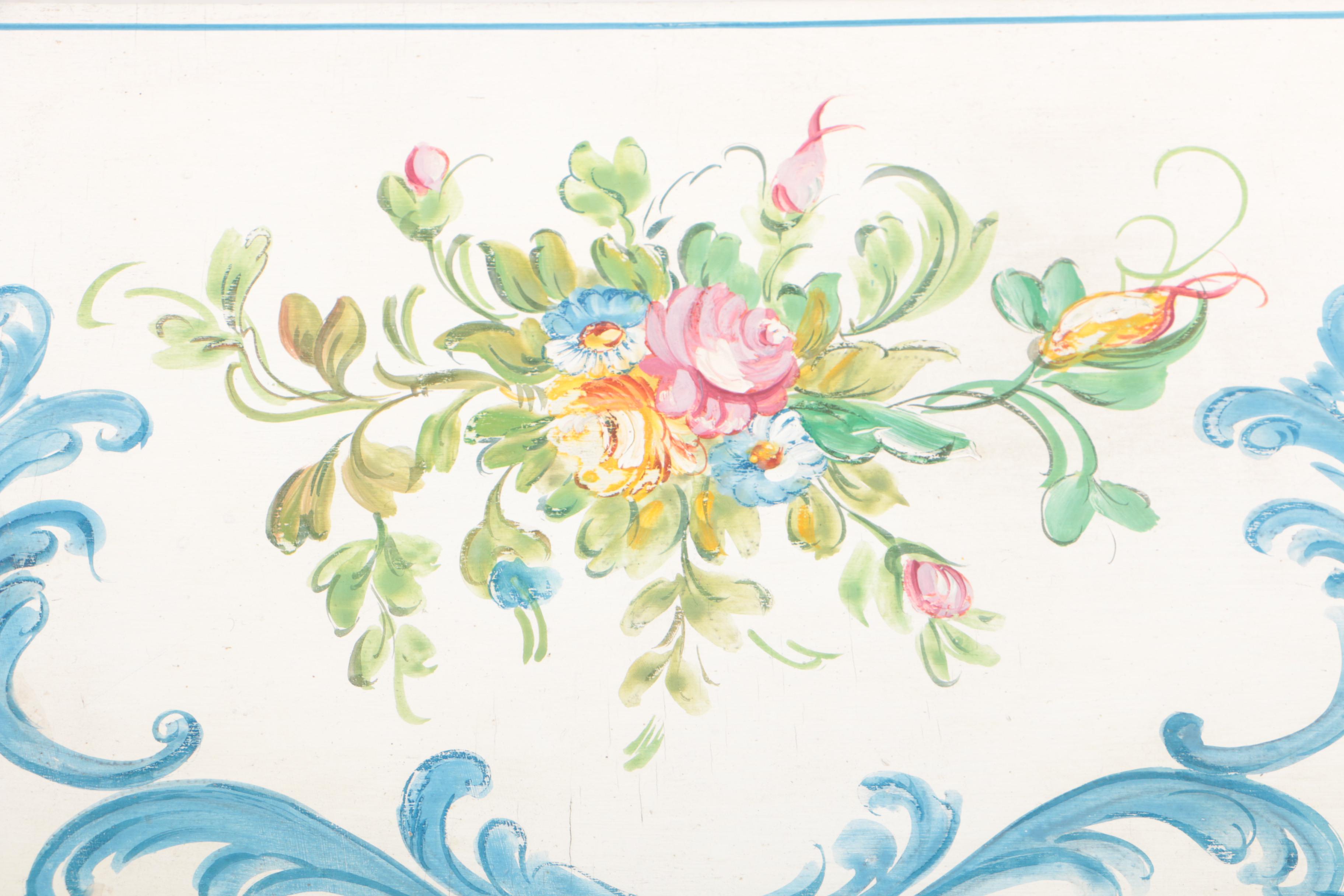 Louis XV Style Paint-Decorated and Parcel-Gilt Bedside Commode, 20th Century