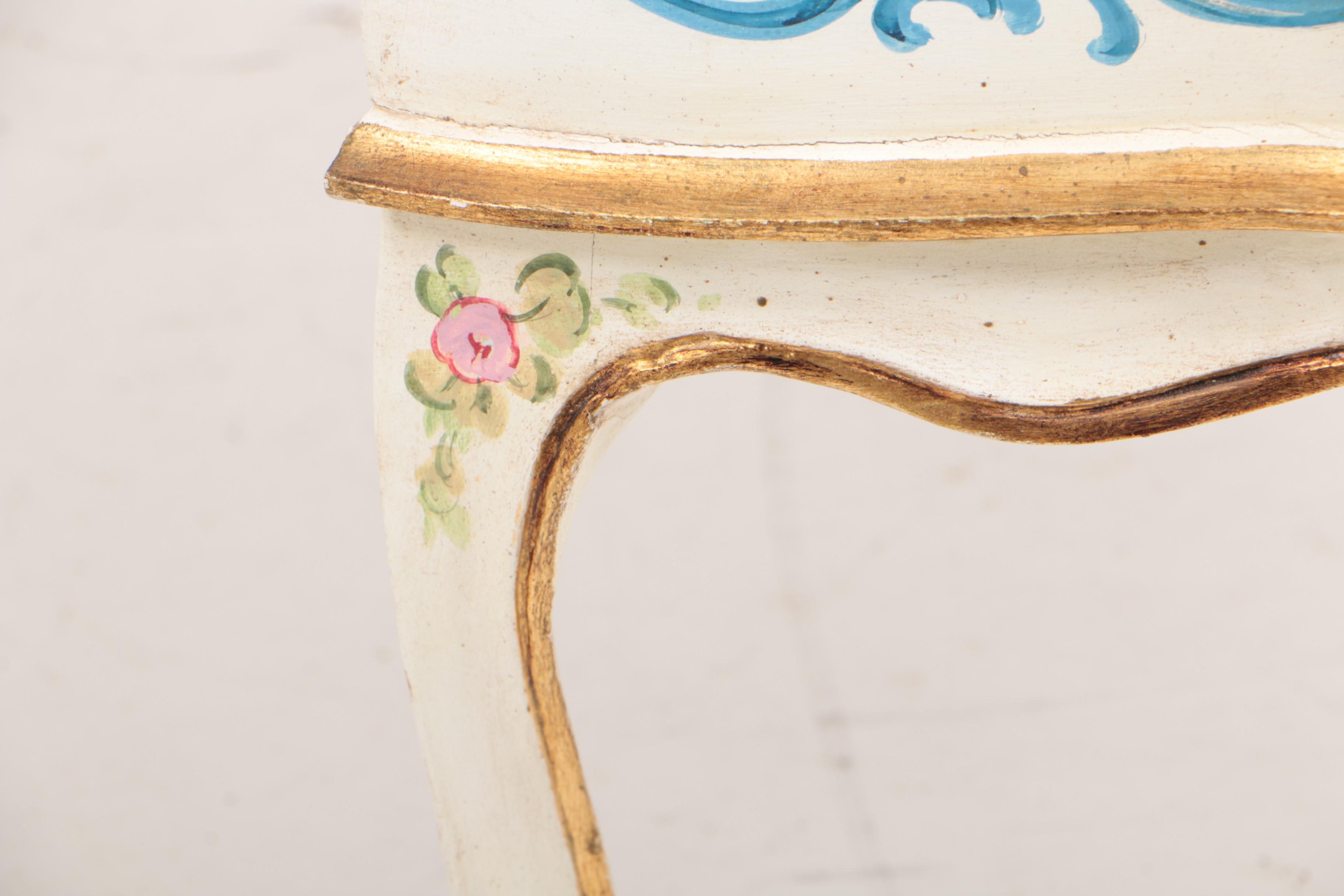 Louis XV Style Paint-Decorated and Parcel-Gilt Bedside Commode, 20th Century