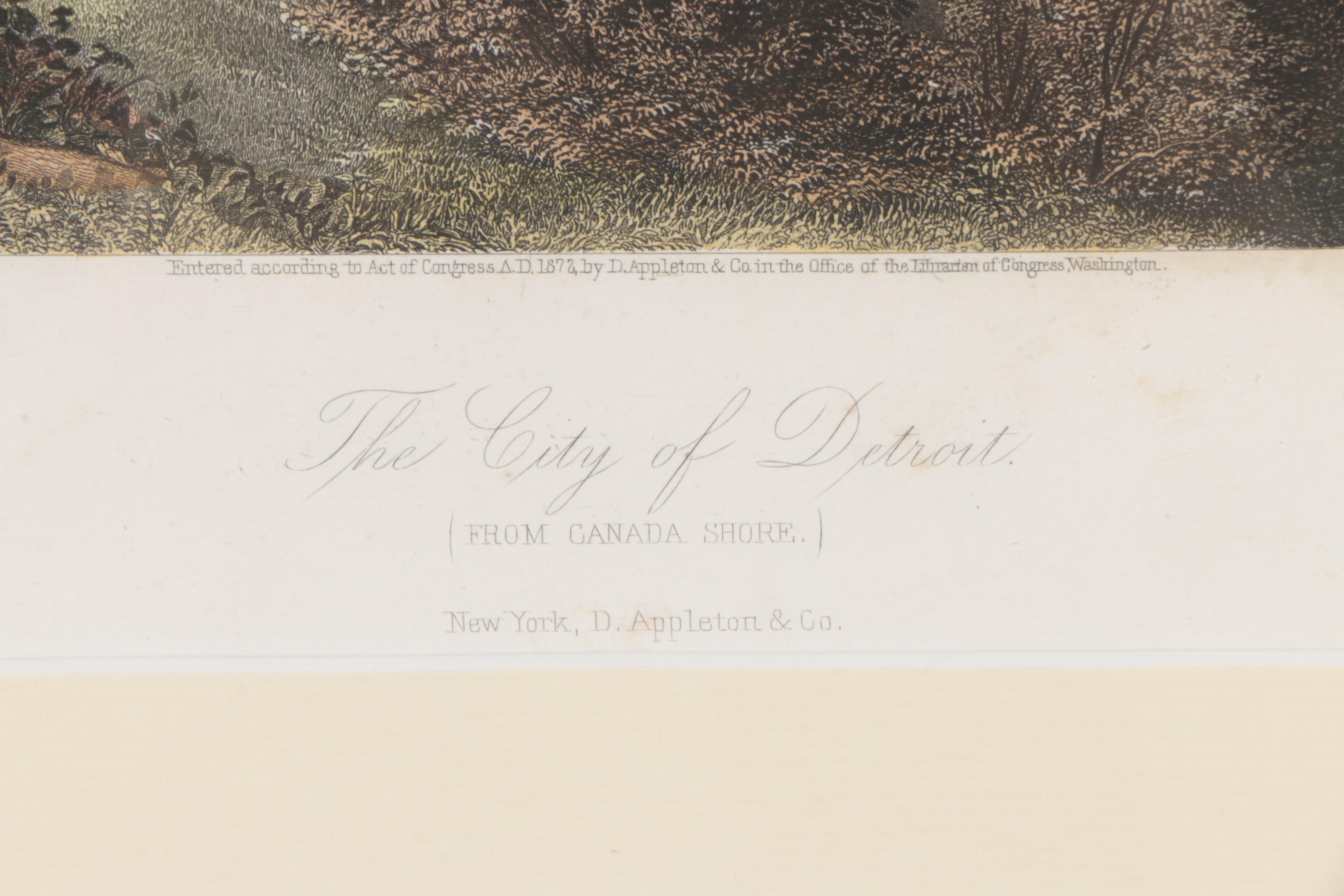 Robert Hinshelwood Engraving After A.C. Warren "The City of Detroit"