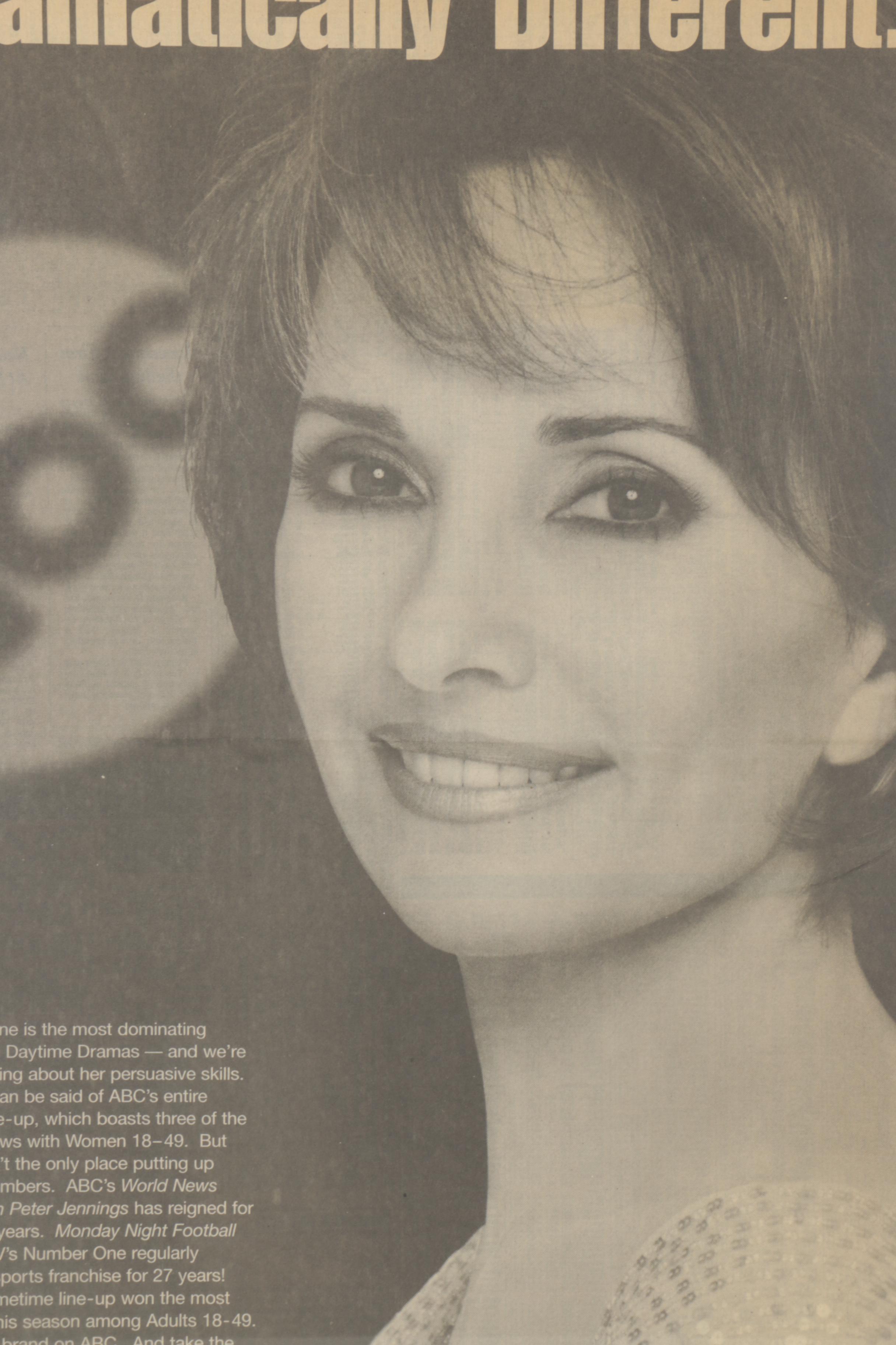 ABC Newspaper Advertisement for Potential Advertisers Featuring "Erica Kane"