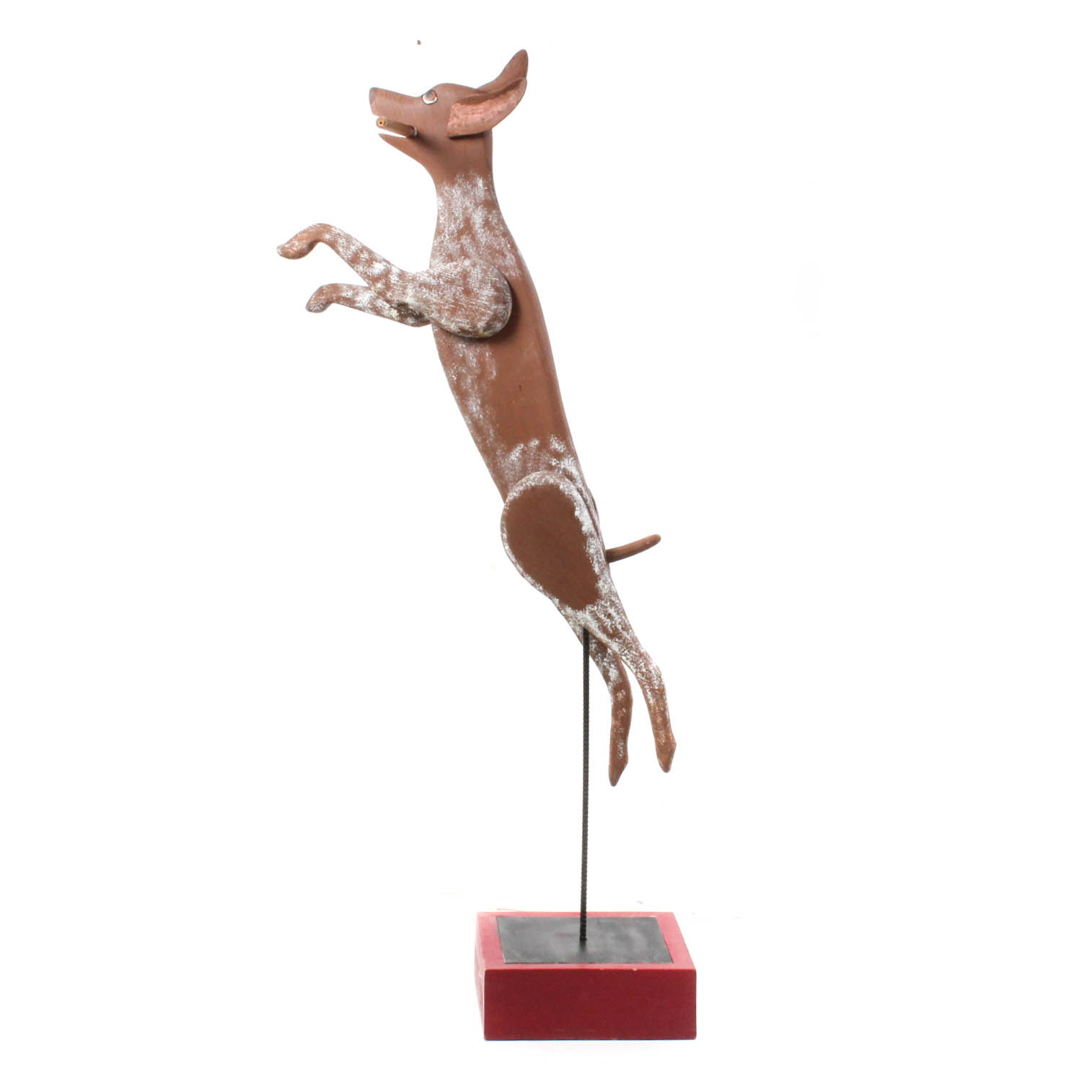 Roy Minshew Contemporary Folk Art Carved Wood Dog Sculpture