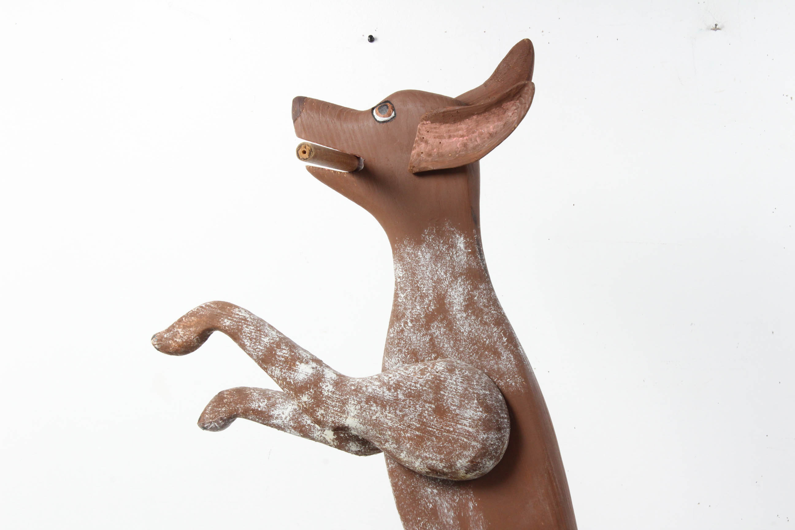 Roy Minshew Contemporary Folk Art Carved Wood Dog Sculpture