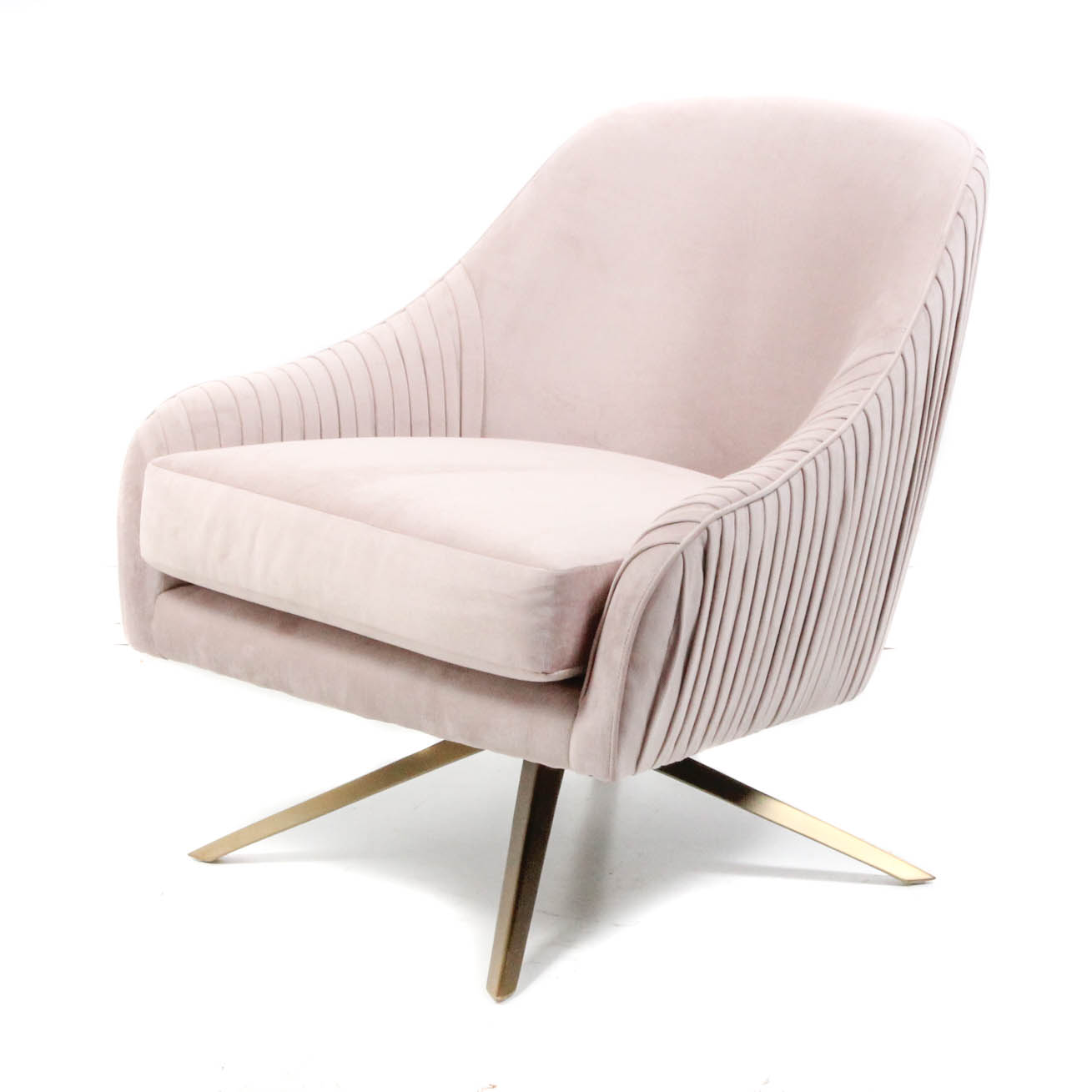 West Elm Mid Century Modern-Style Pleated Velvet Armchair