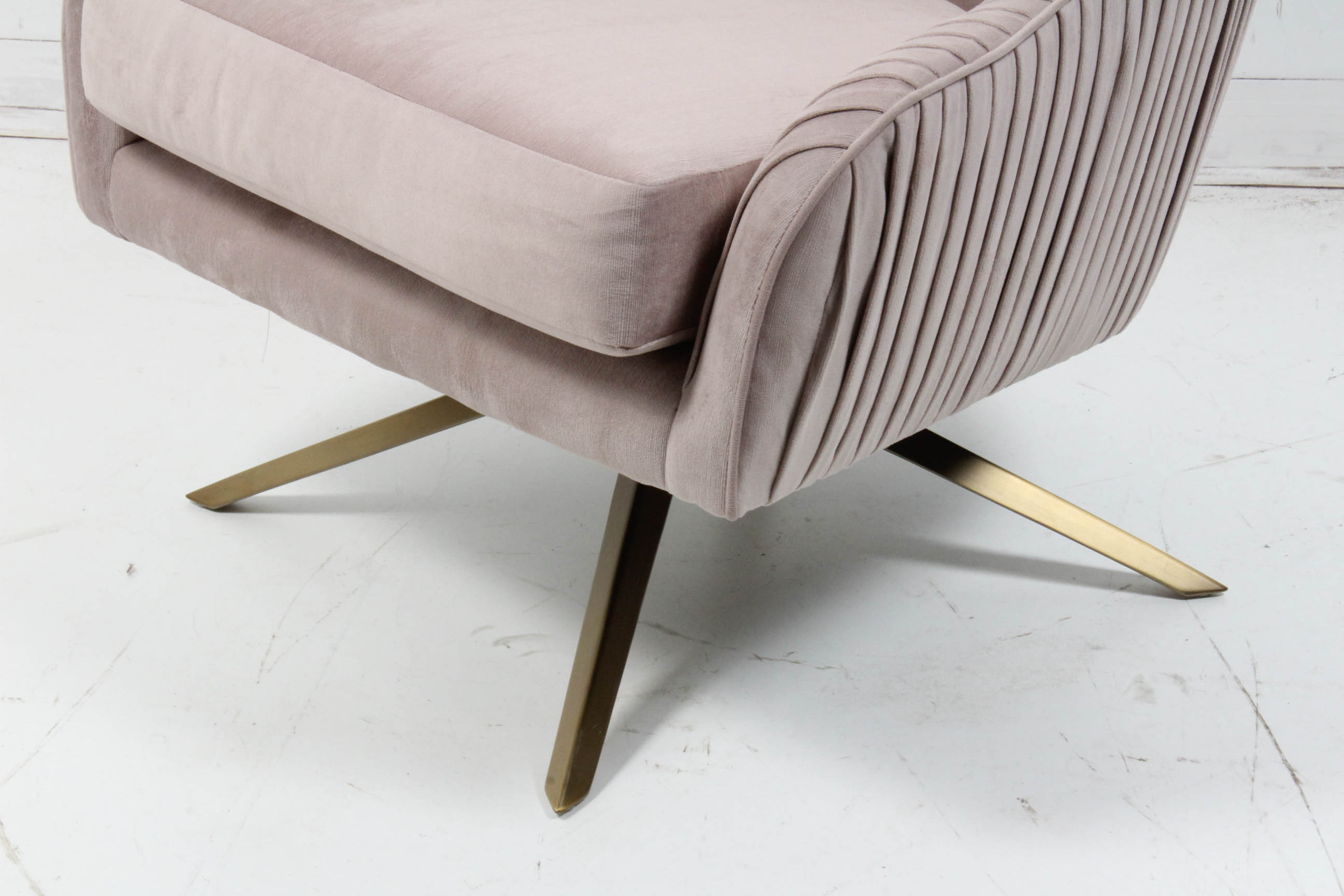 West Elm Mid Century Modern-Style Pleated Velvet Armchair