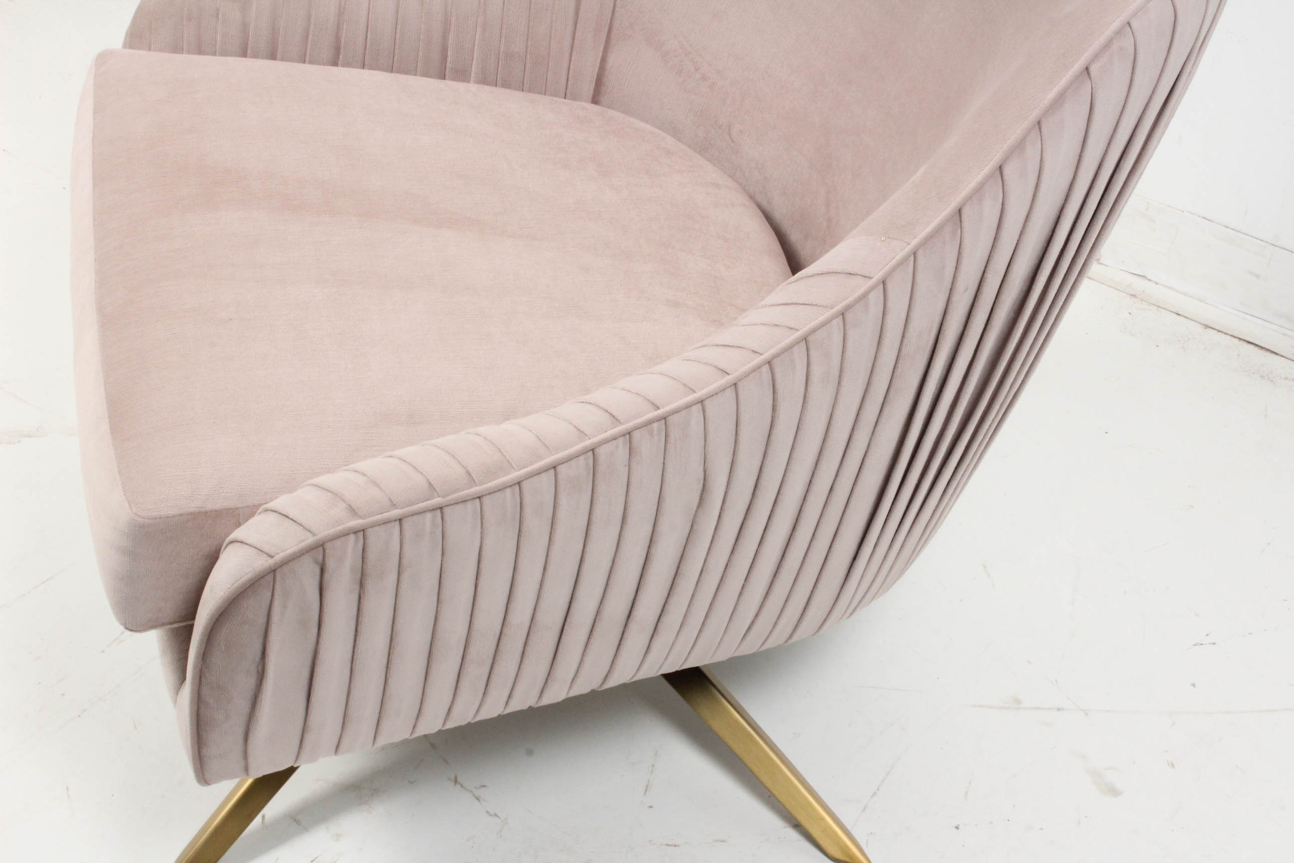 West Elm Mid Century Modern-Style Pleated Velvet Armchair