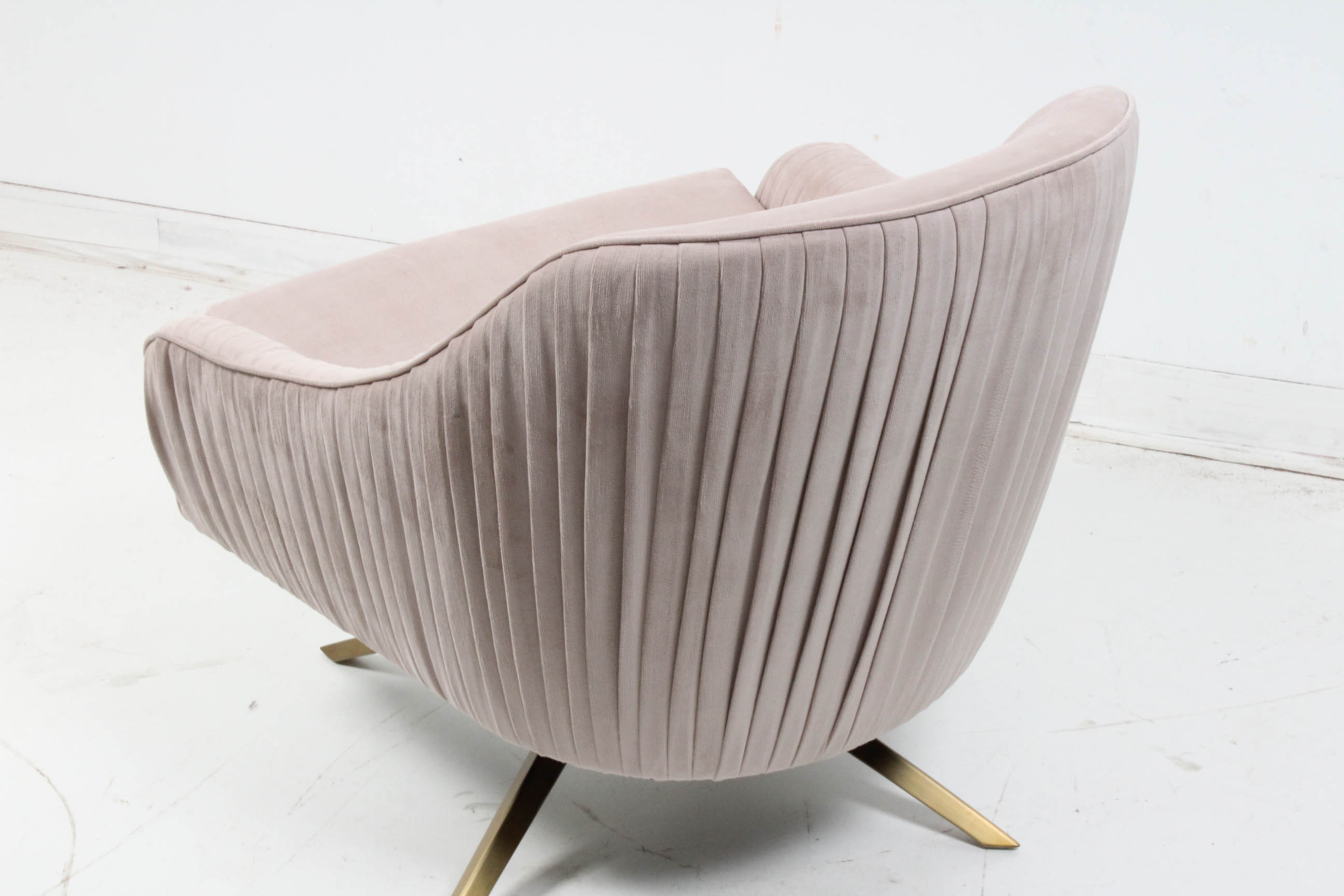 West Elm Mid Century Modern-Style Pleated Velvet Armchair