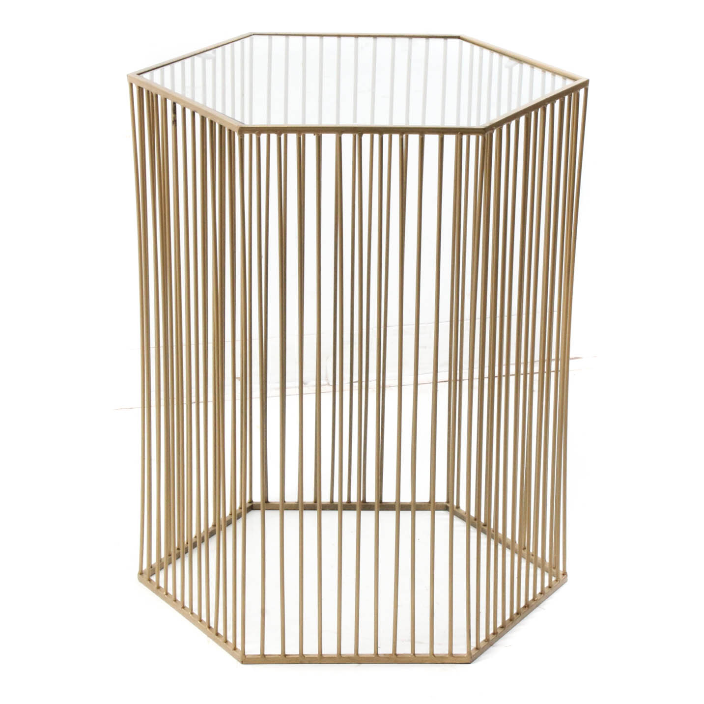 Glass-Top Metal Accent Table