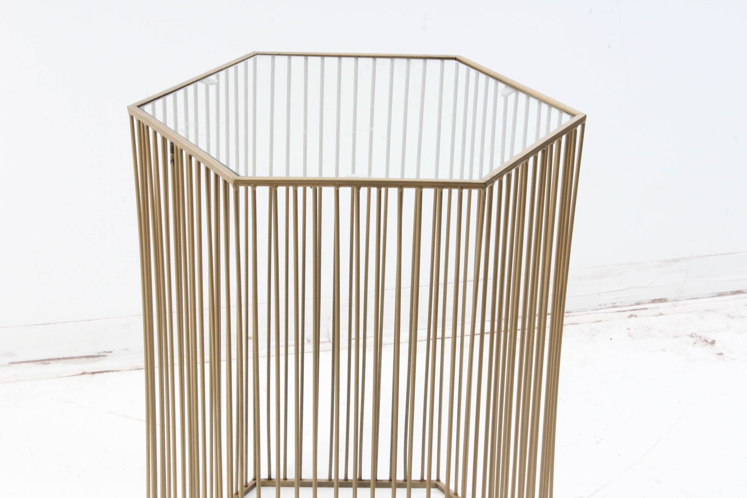 Glass-Top Metal Accent Table