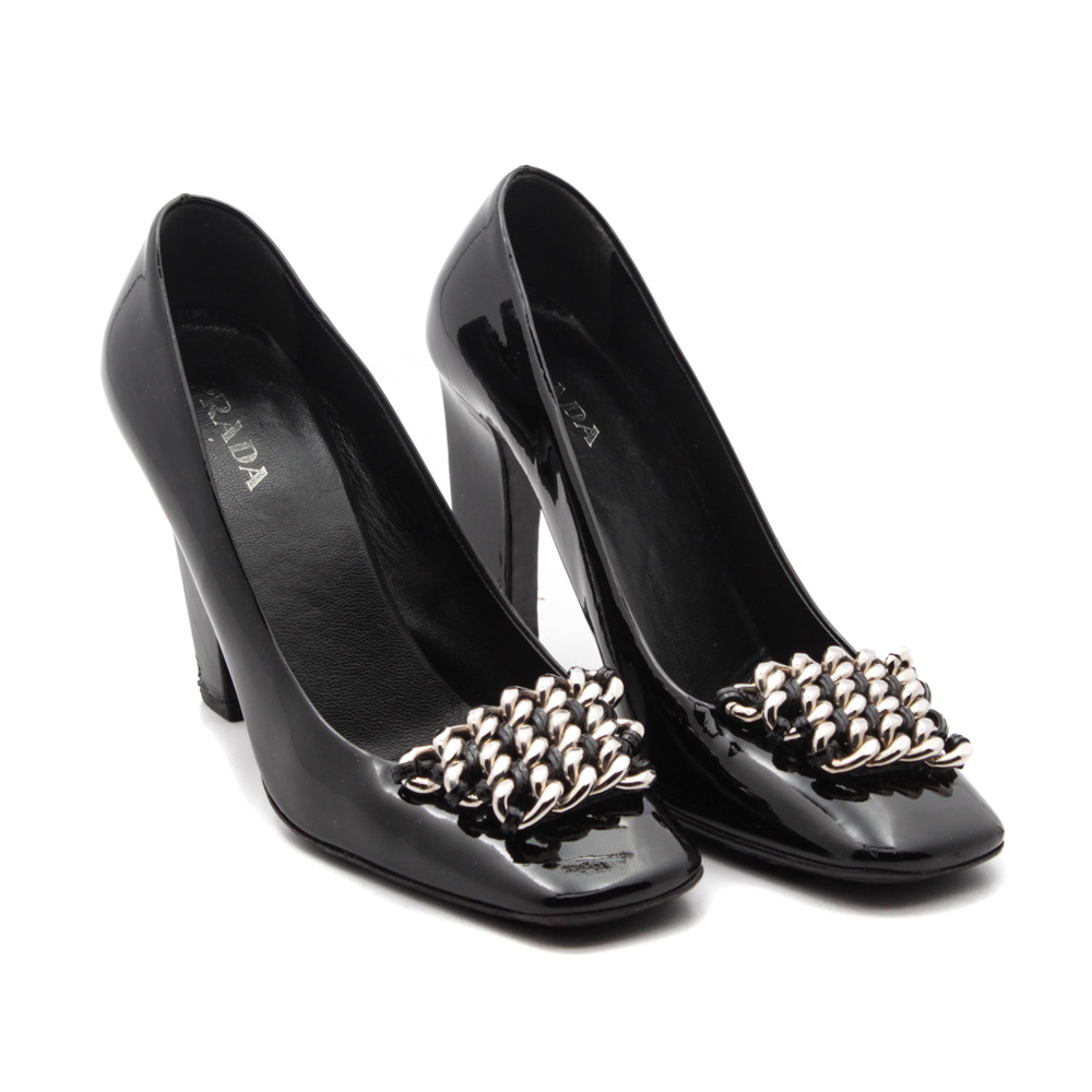 Prada Patent Leather Chain Pumps
