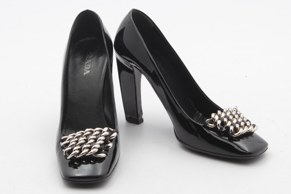 Prada Patent Leather Chain Pumps
