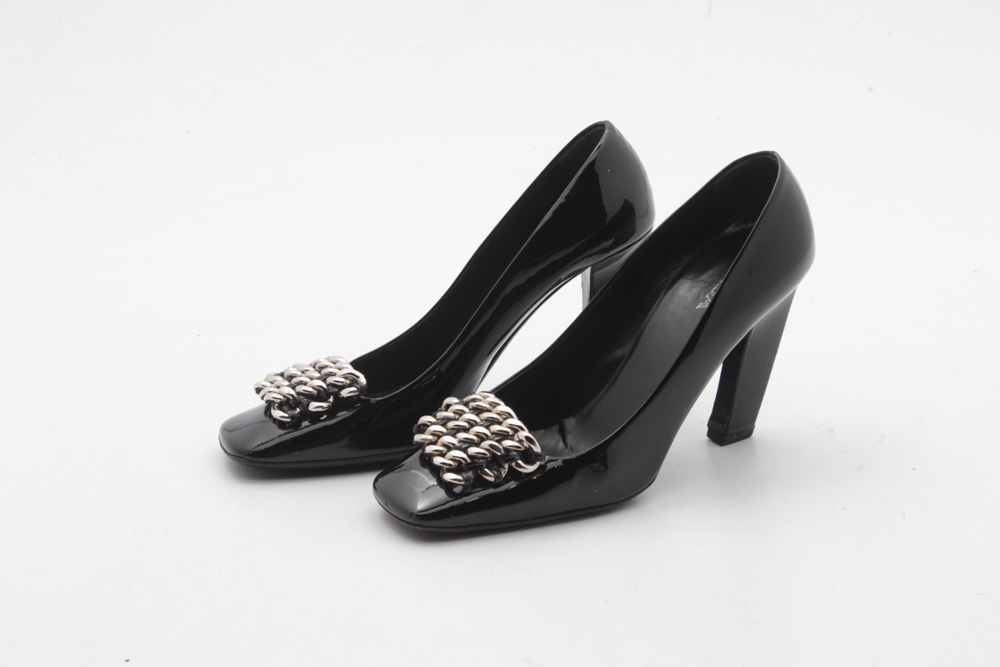 Prada Patent Leather Chain Pumps