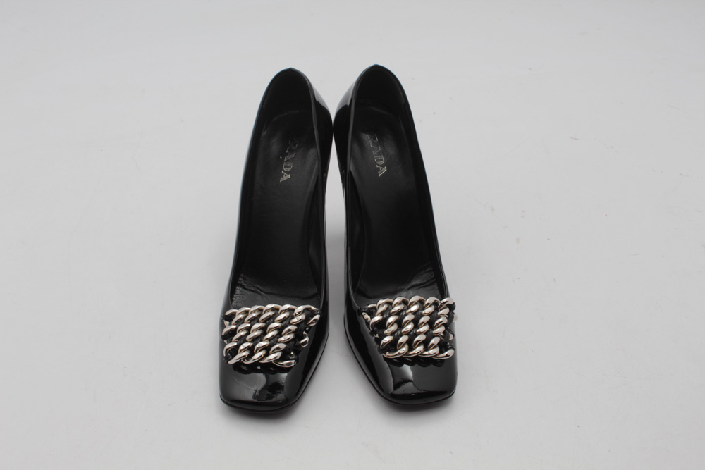 Prada Patent Leather Chain Pumps