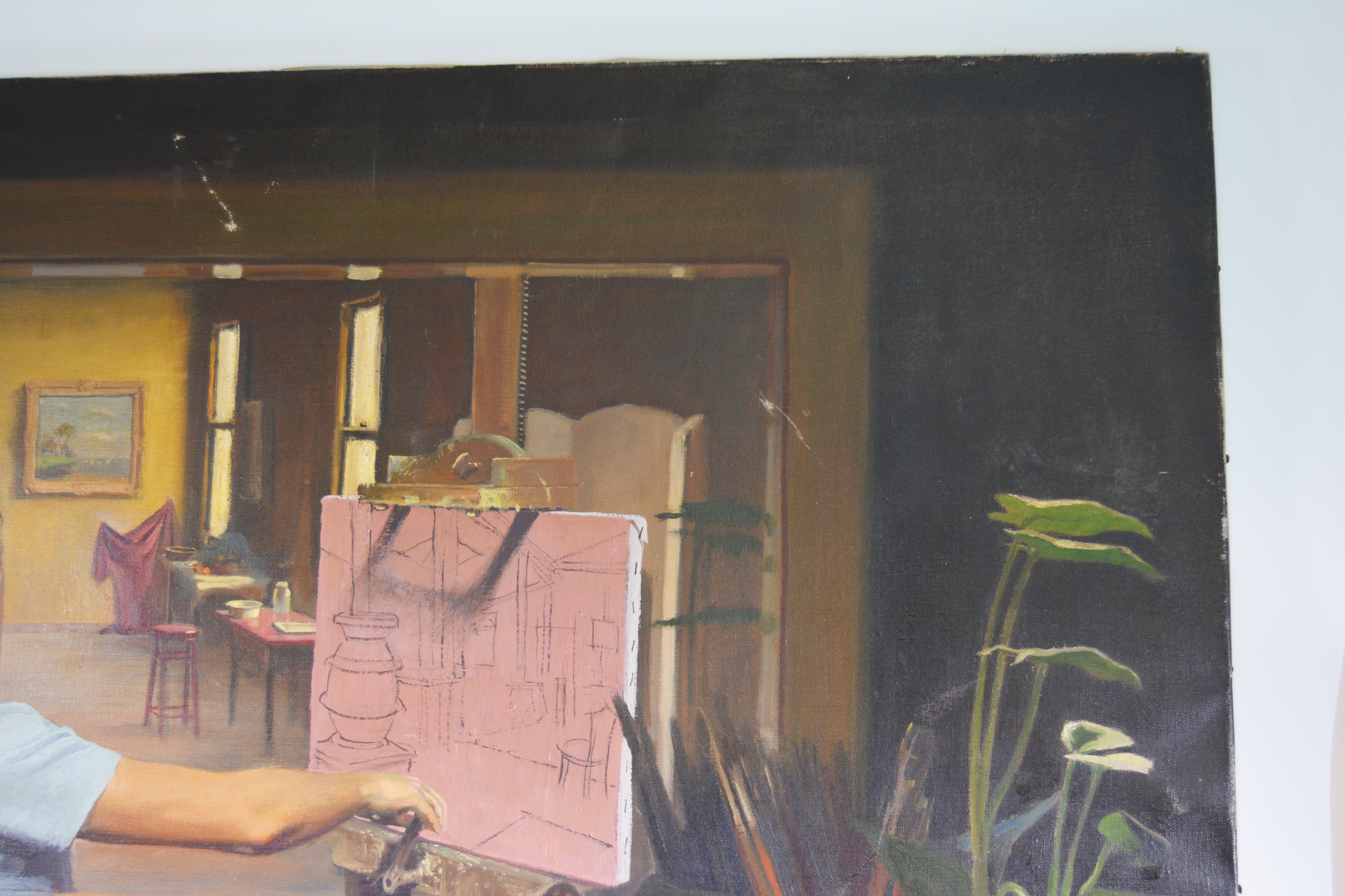 Edmond J. Fitzgerald Oil Painting of the Artist in His Studio