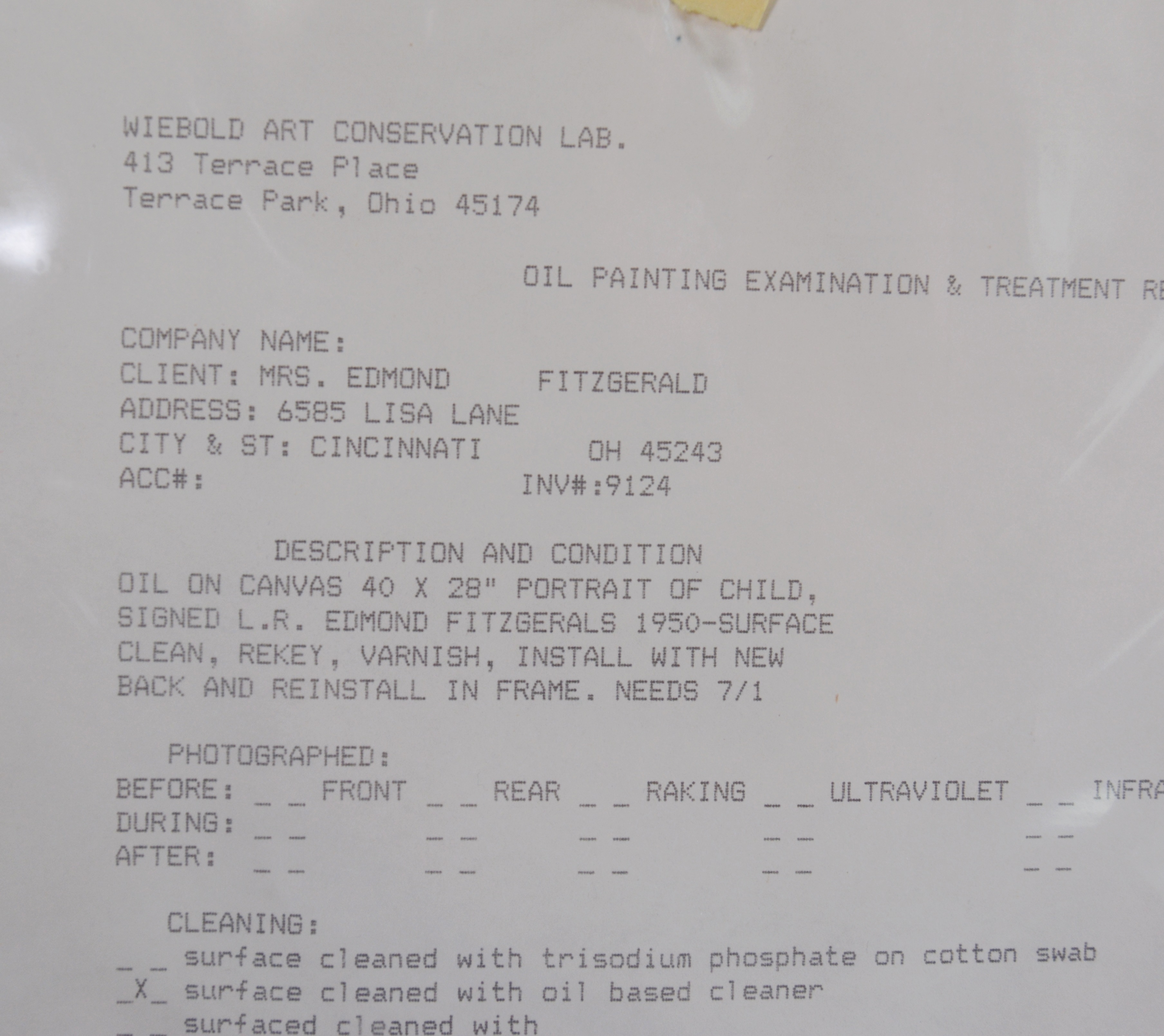 Edmond J. Fitzgerald Oil Painting "Portrait of Desme"