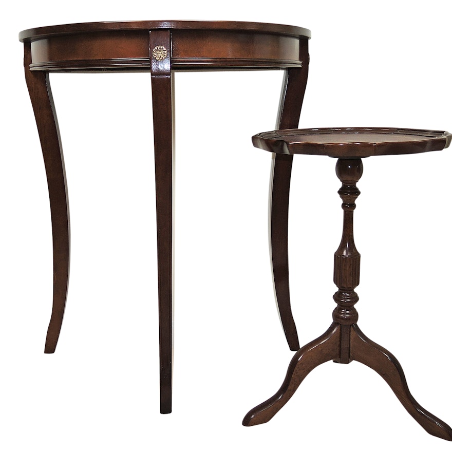 Bombay Company Demilune and Leather Top Pie Crust Accent Table
