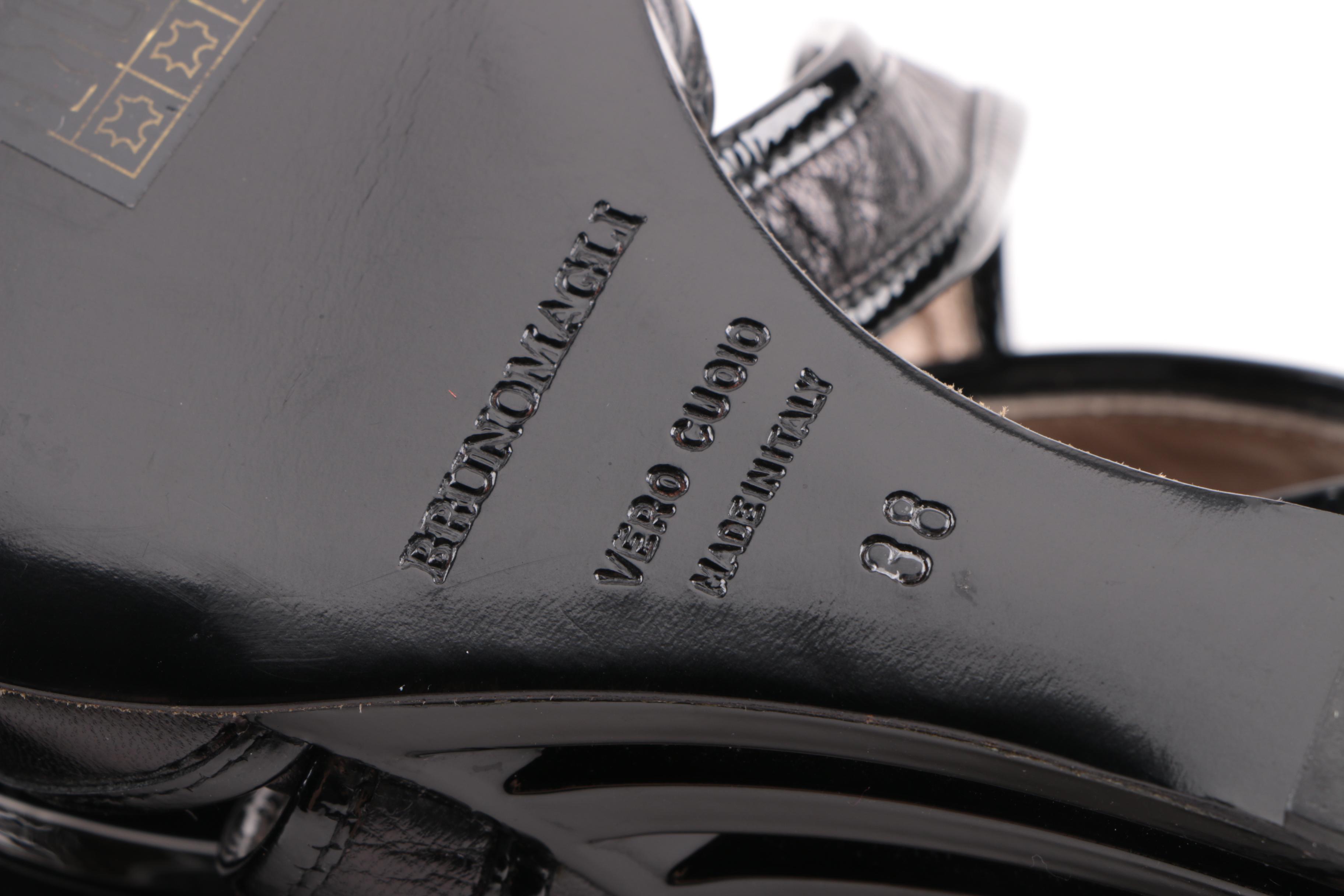 Women's Bruno Magli Runway Black Leather Wedge Sandals