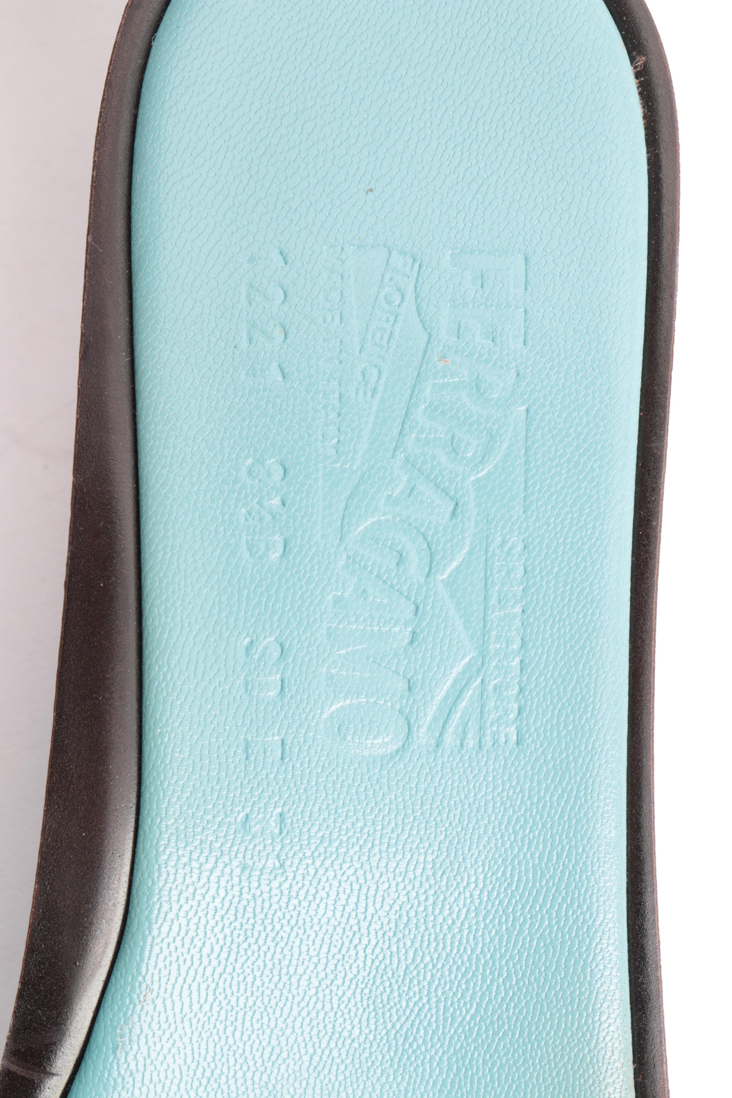 Vintage Salvatore Ferragamo Patent Leather and Clear Slide Sandals