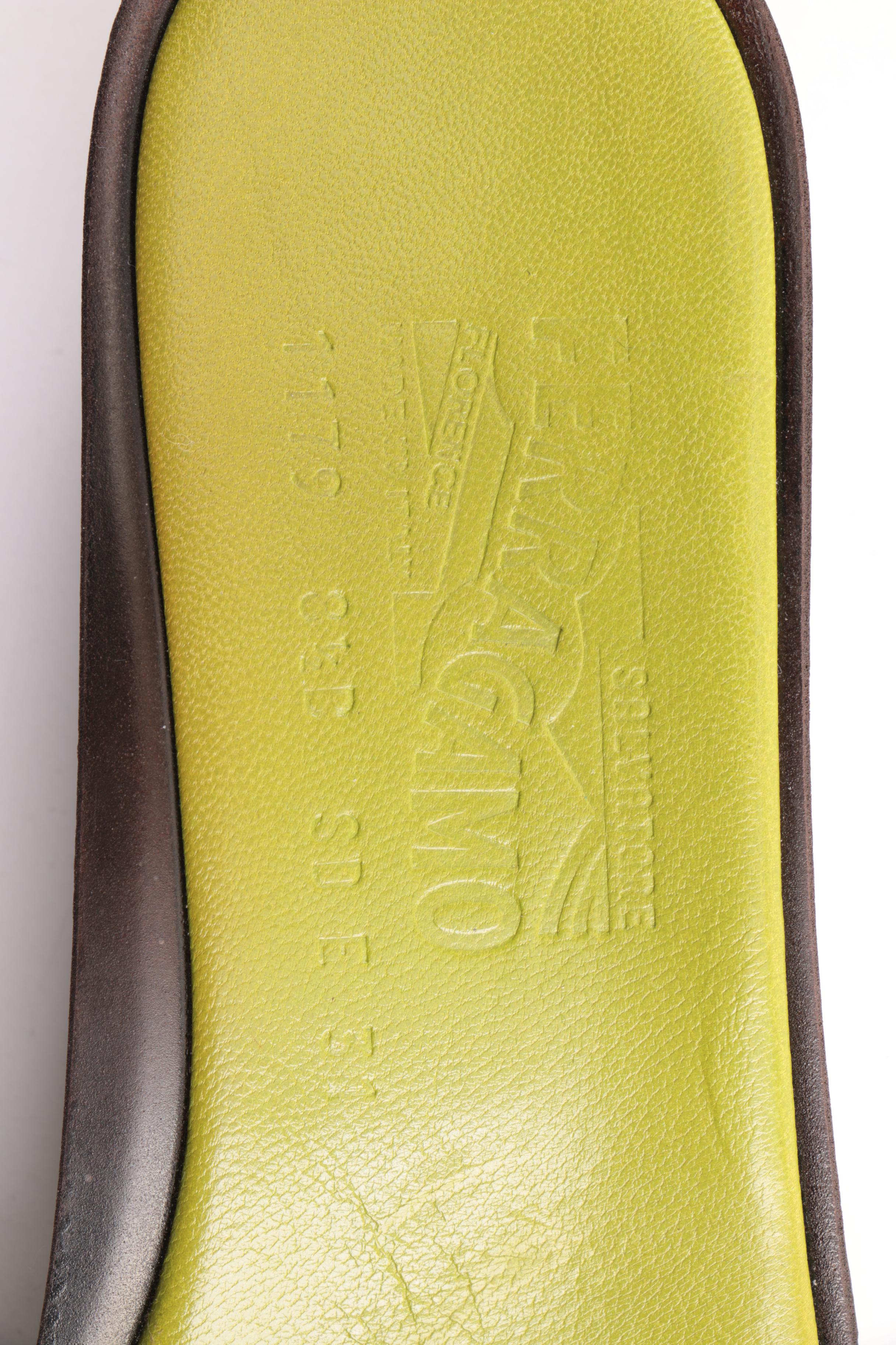 Vintage Salvatore Ferragamo Patent Leather and Clear Slide Sandals