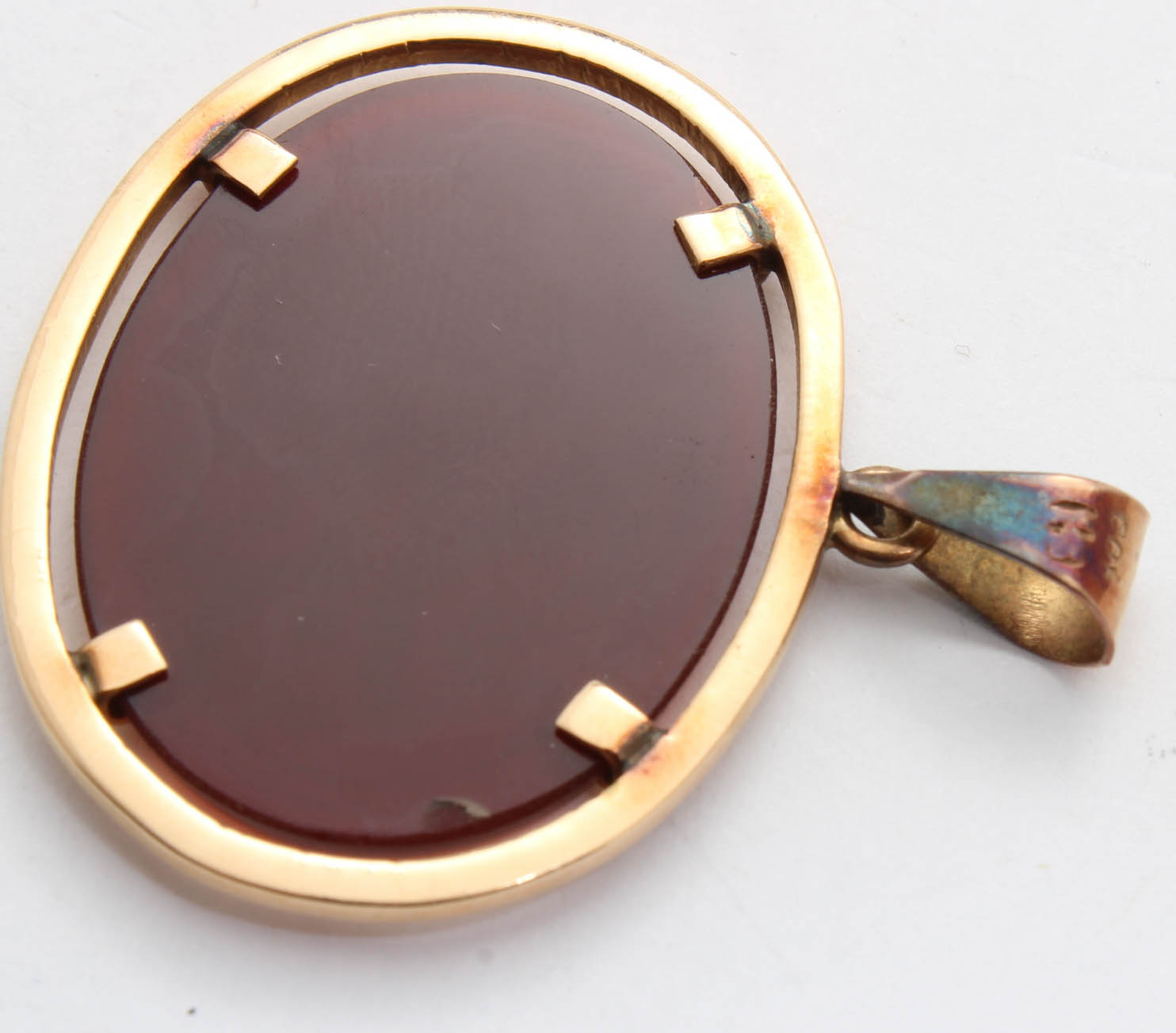 Vintage 14K Gold and Carnelian Panjtan Pak Shia Islamic Pendant