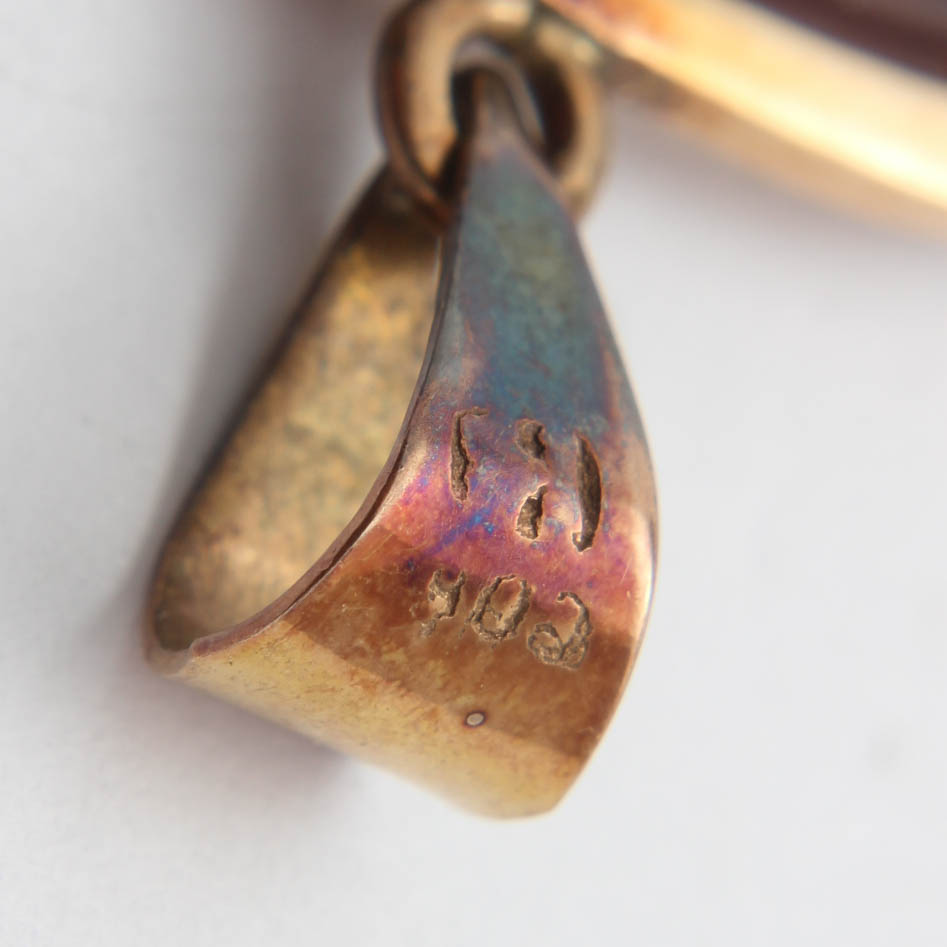 Vintage 14K Gold and Carnelian Panjtan Pak Shia Islamic Pendant