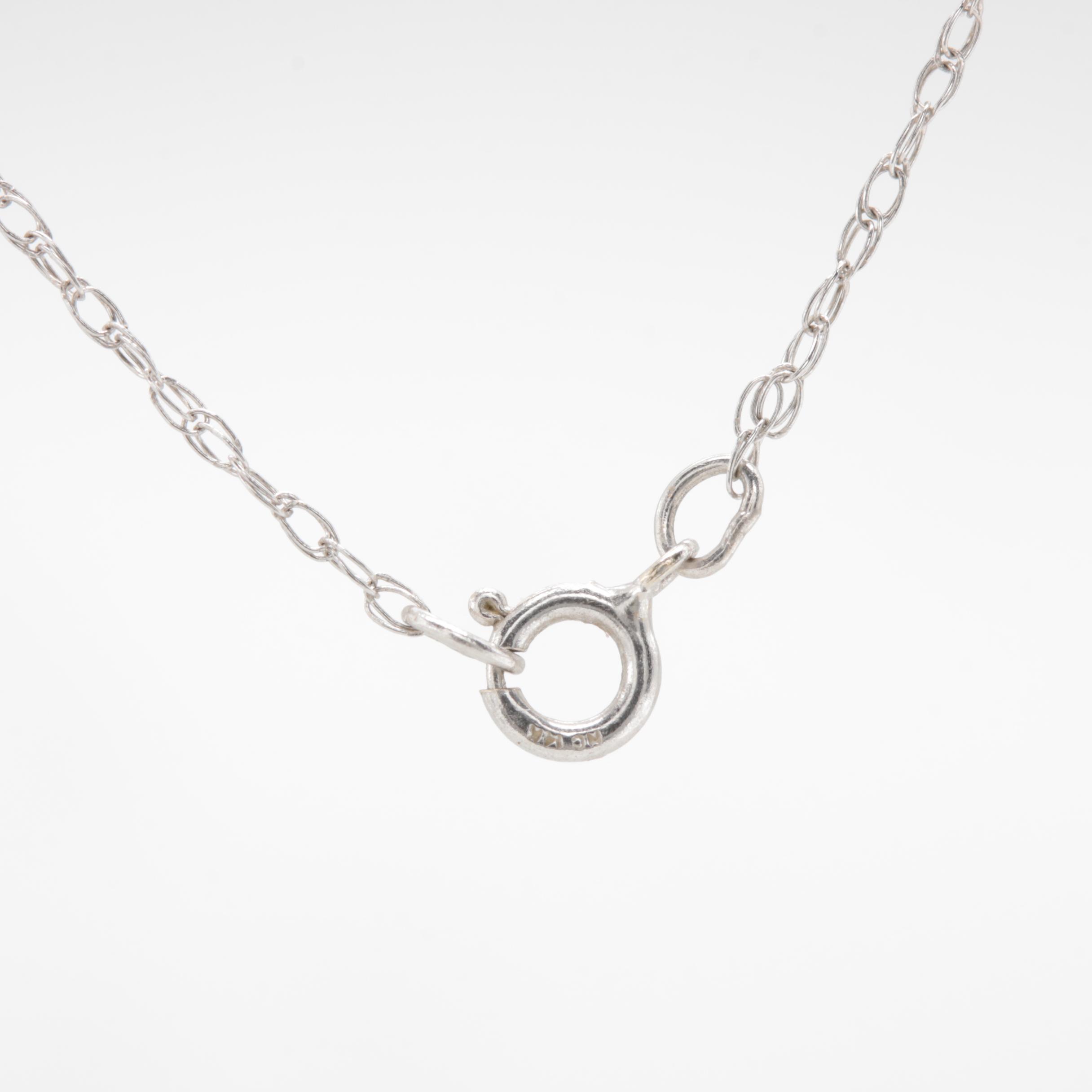 14K White Gold Diamond Pendant Necklace