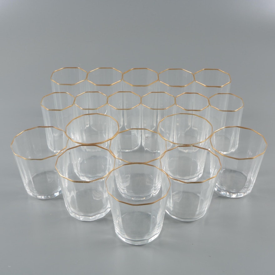 Vintage Juice Glasses, Tumblers and Old Fashioned Glasses with Gold Rims