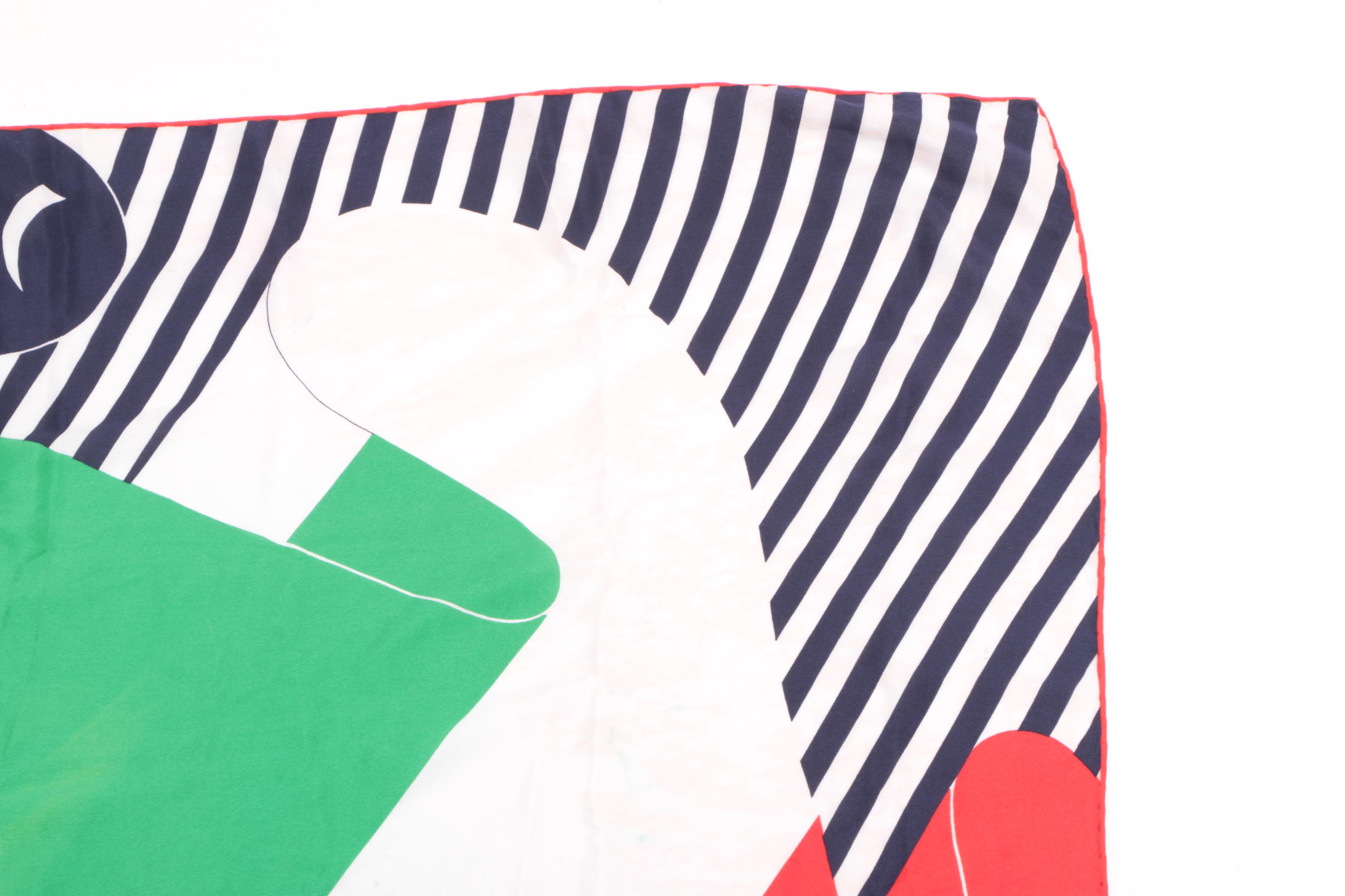 Vintage Salvatore Ferragamo Italian Flag Print Silk Scarf