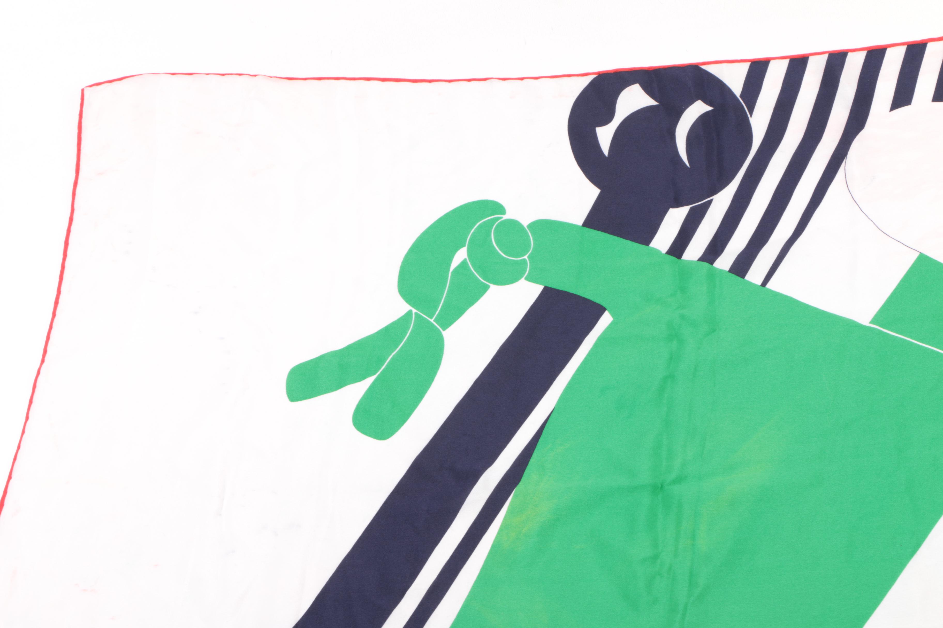 Vintage Salvatore Ferragamo Italian Flag Print Silk Scarf