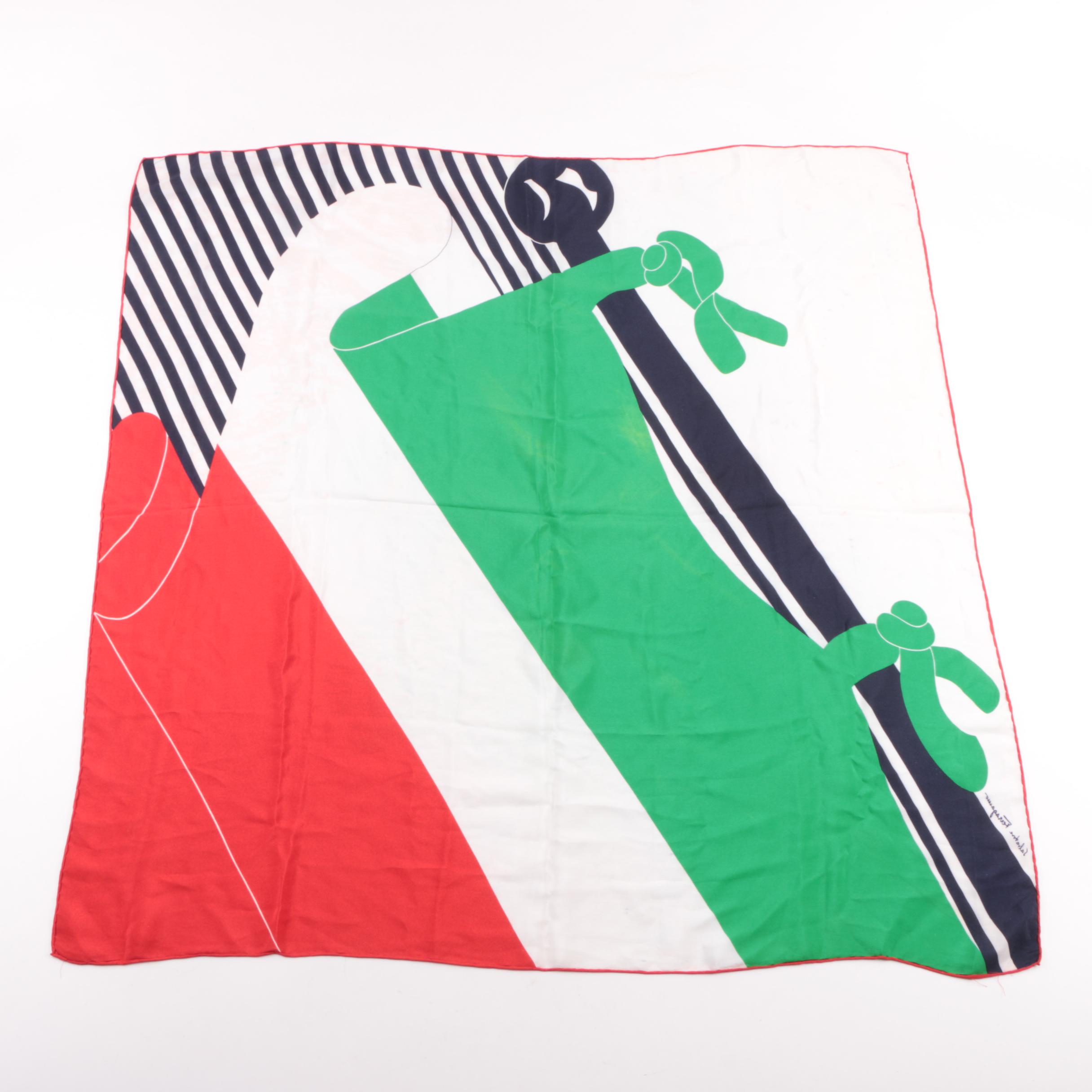 Vintage Salvatore Ferragamo Italian Flag Print Silk Scarf
