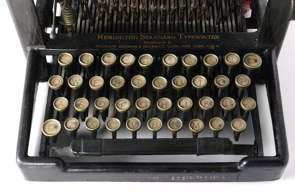 Vintage Remington Standard Typewriter, Button and Framed Advertisement