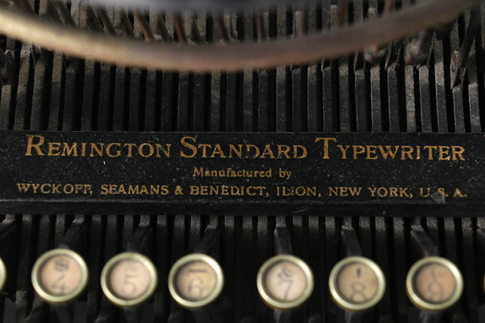 Vintage Remington Standard Typewriter, Button and Framed Advertisement