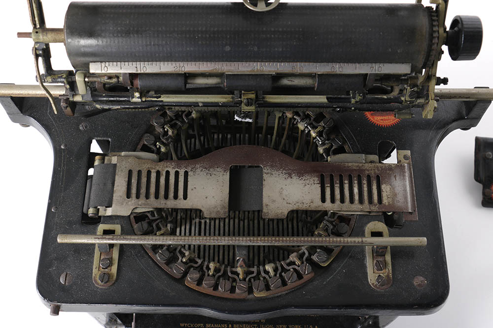 Vintage Remington Standard Typewriter, Button and Framed Advertisement