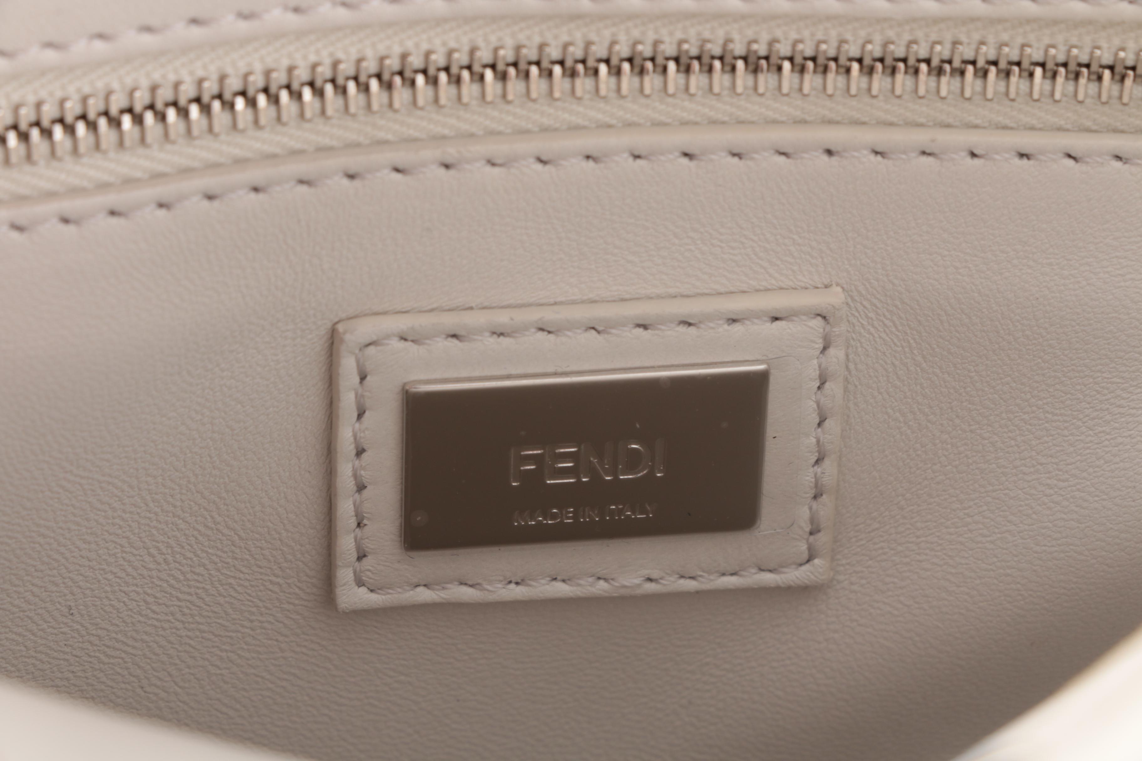 Fendi Peekaboo White Nappa Leather Mini Satchel with Weaving