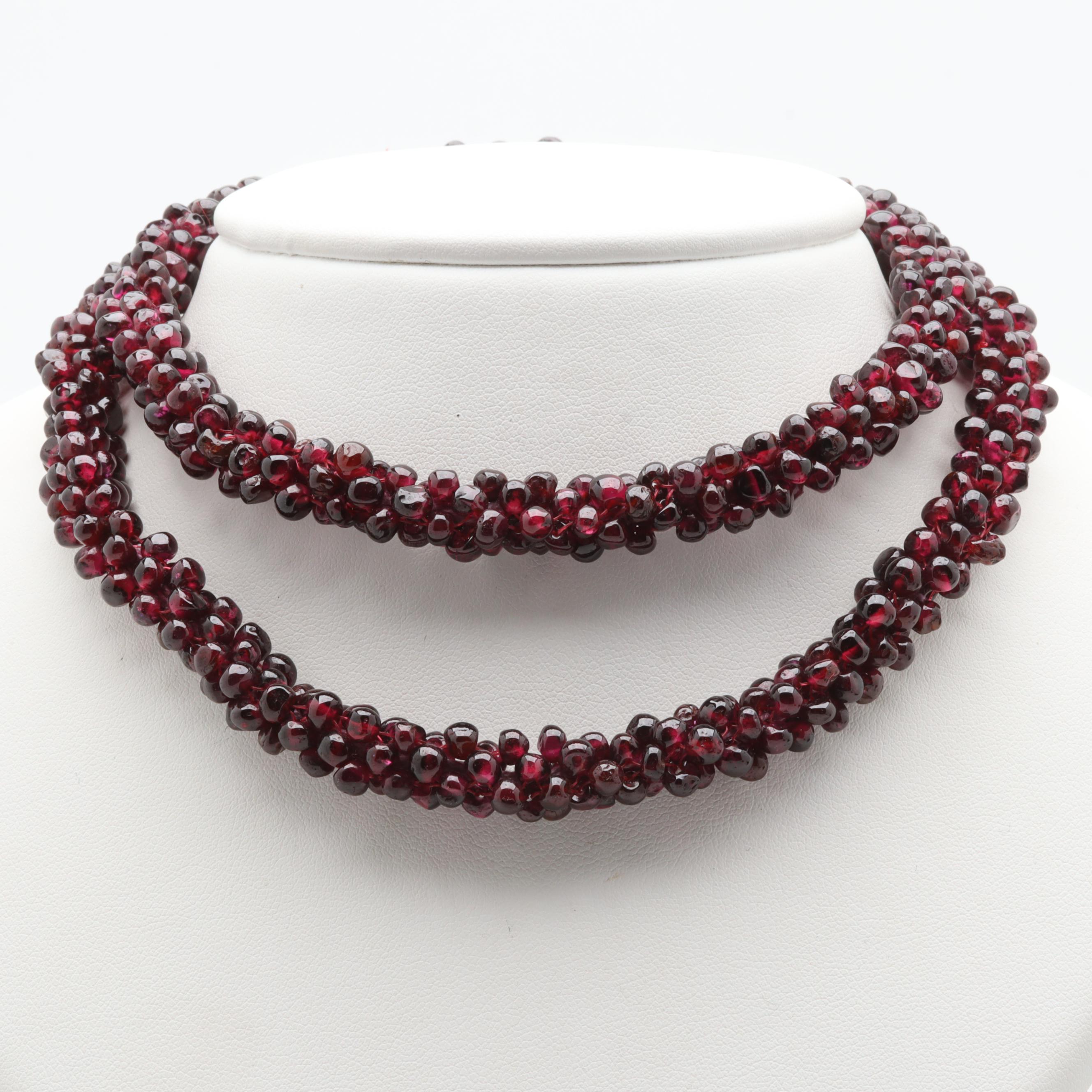 Costume Garnet, Synthetic Ruby, Cubic Zirconia and Quartz Necklace and Bracelet