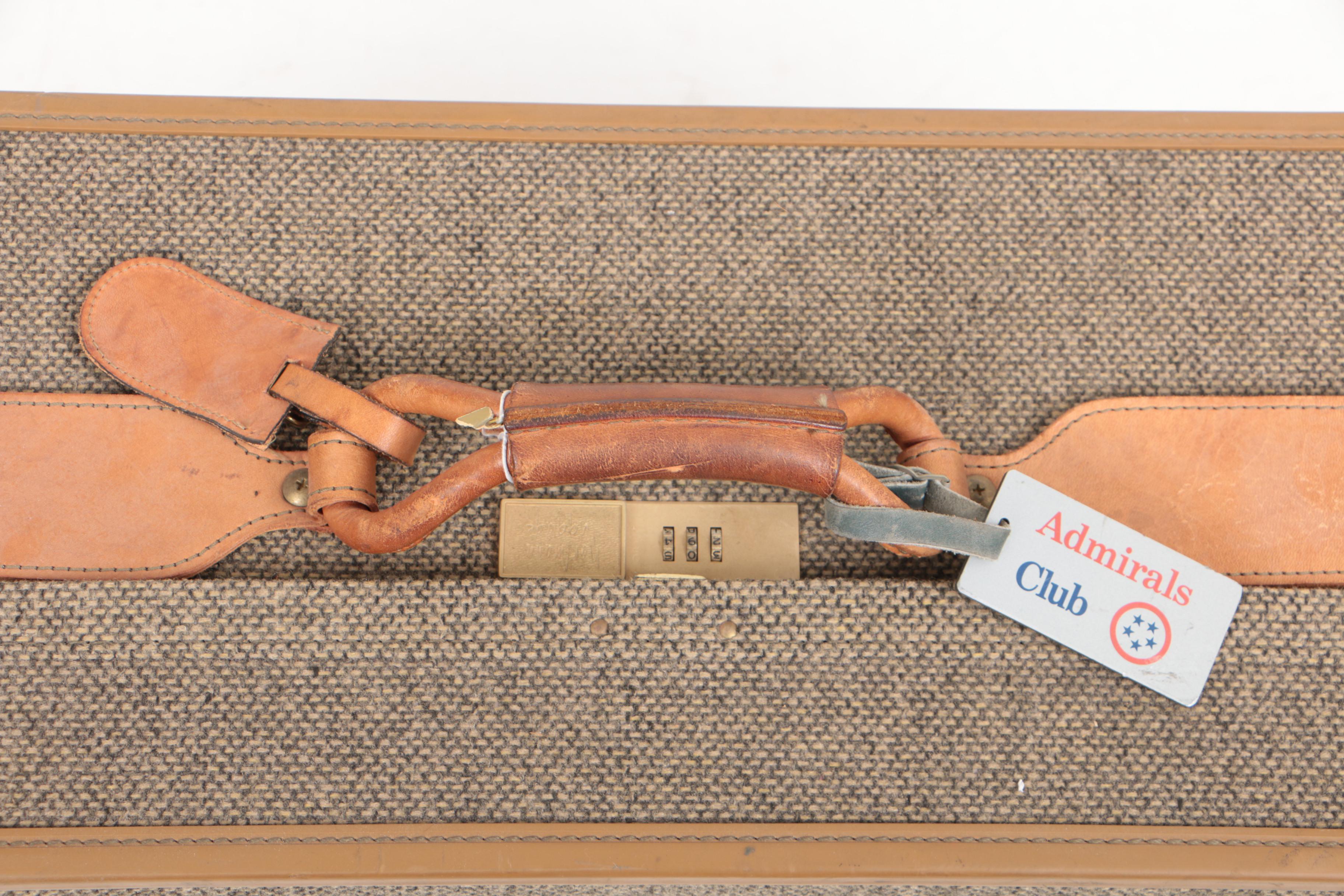 Vintage Hartmann Tweed Suitcase with Leather Trim