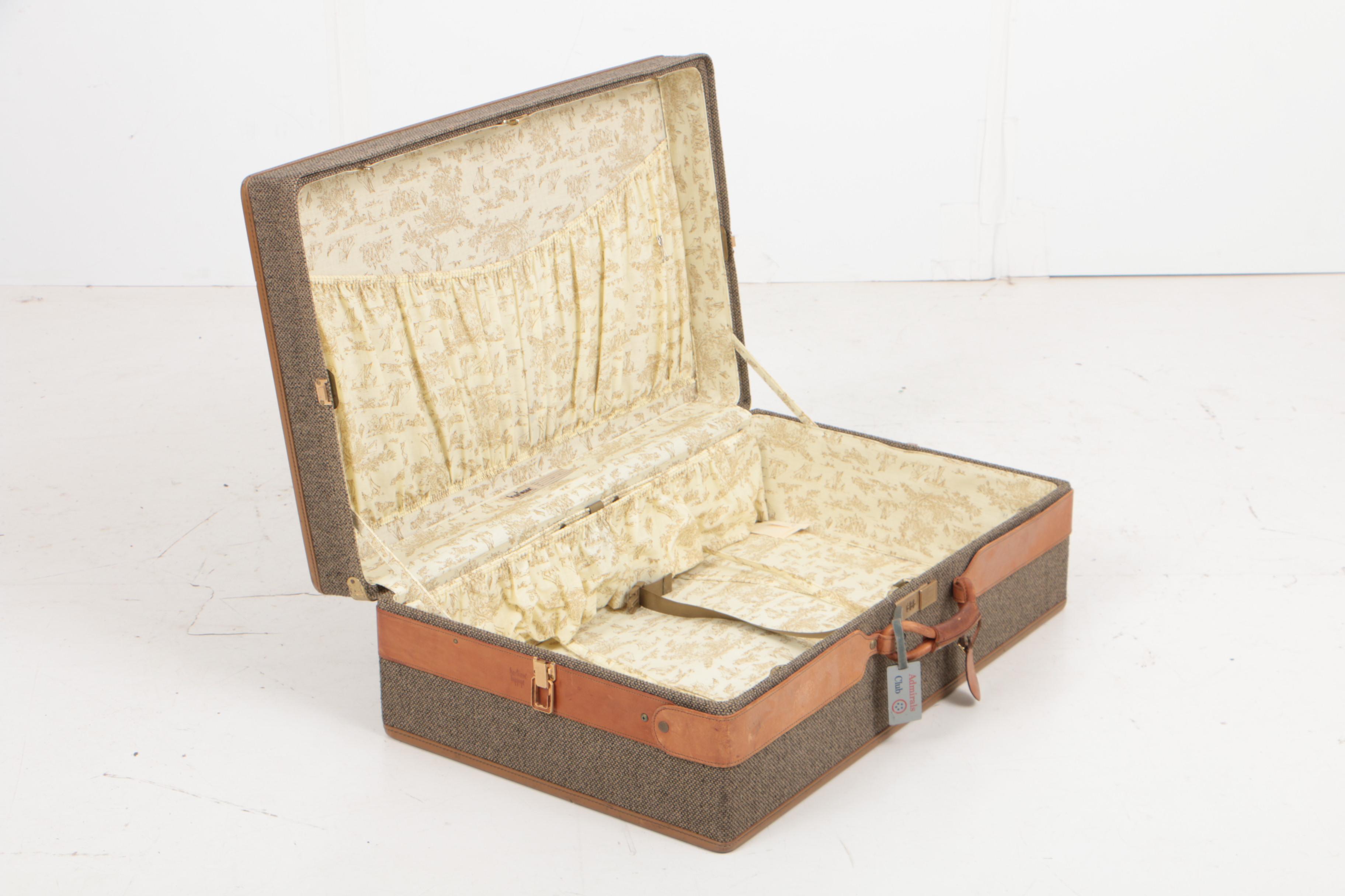 Vintage Hartmann Tweed Suitcase with Leather Trim