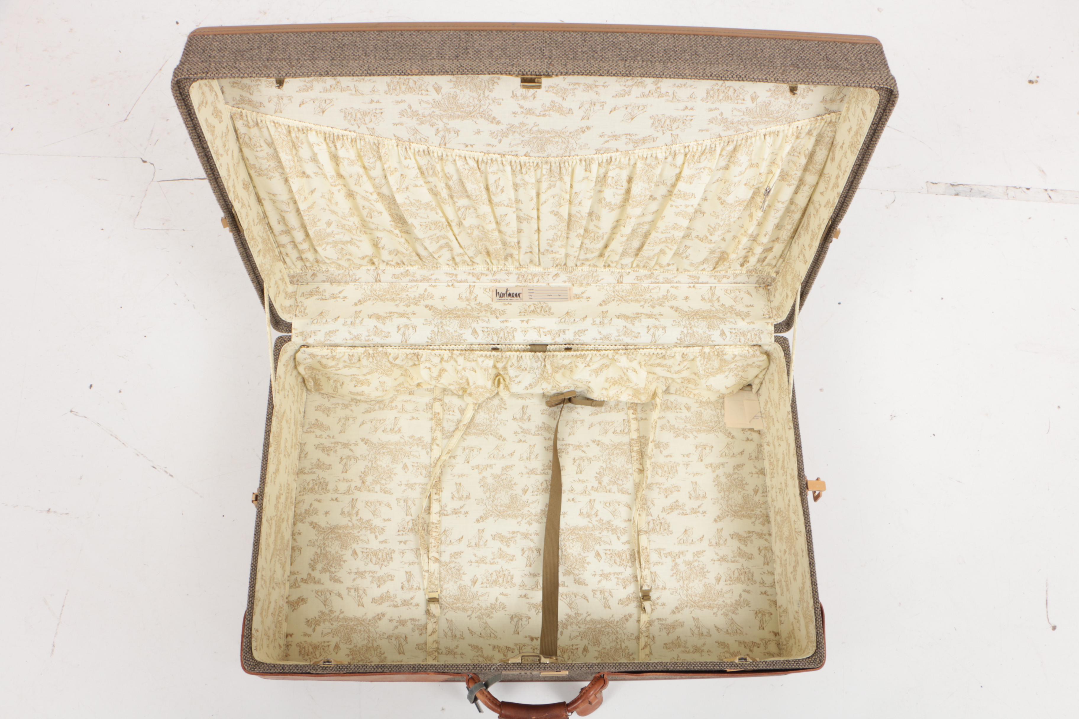 Vintage Hartmann Tweed Suitcase with Leather Trim
