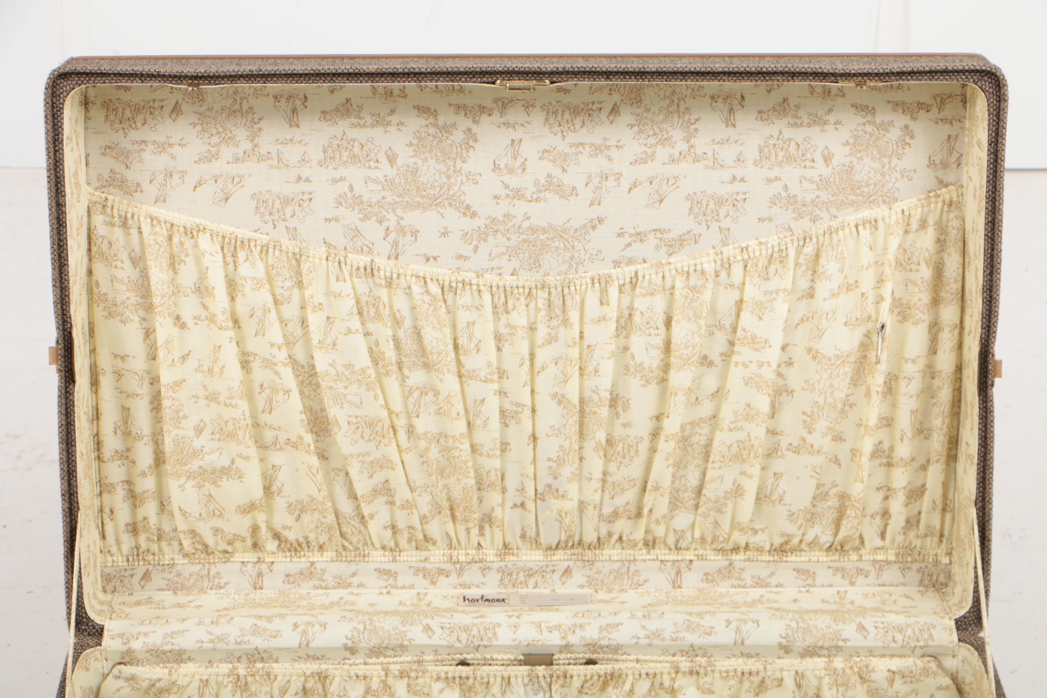 Vintage Hartmann Tweed Suitcase with Leather Trim