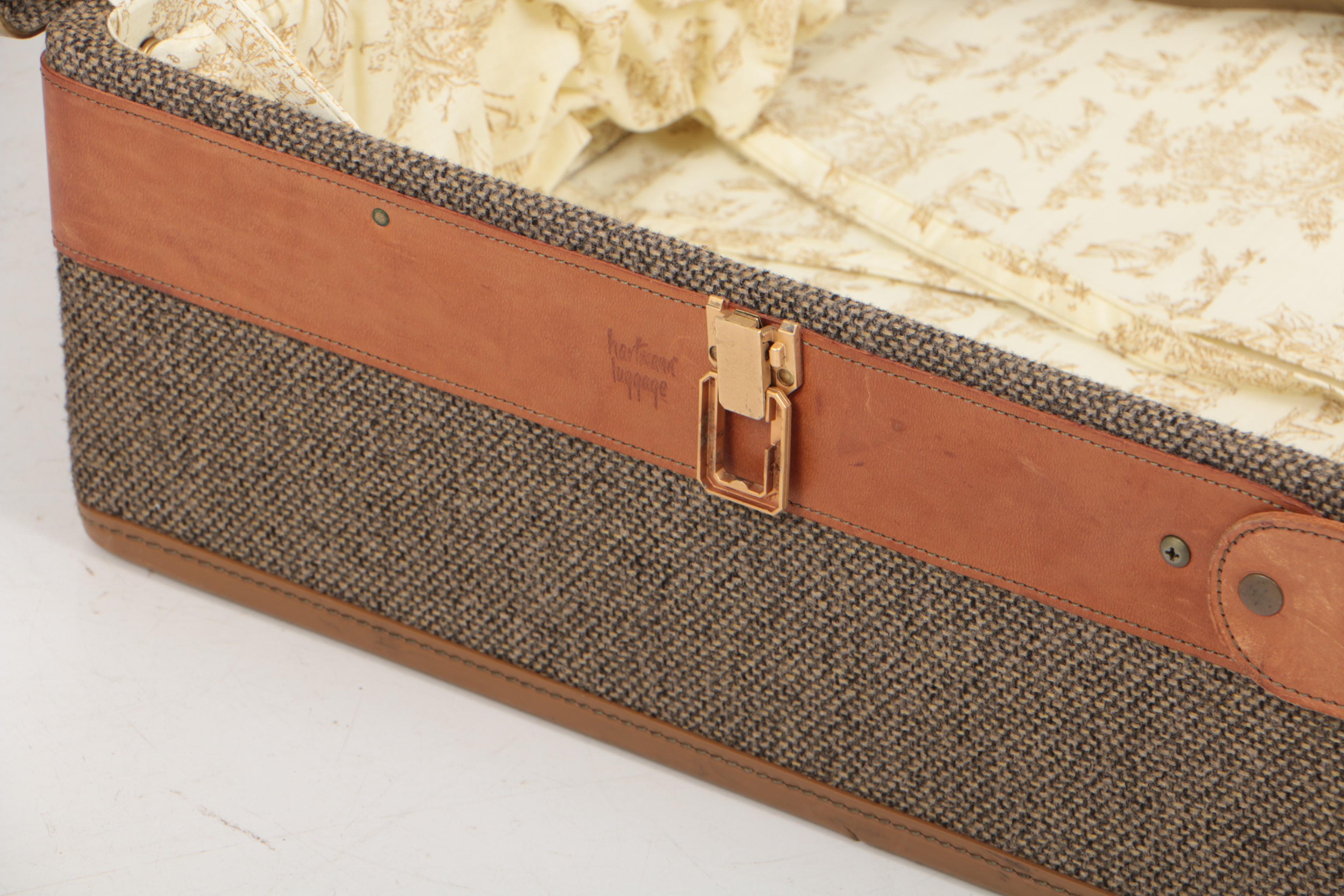 Vintage Hartmann Tweed Suitcase with Leather Trim