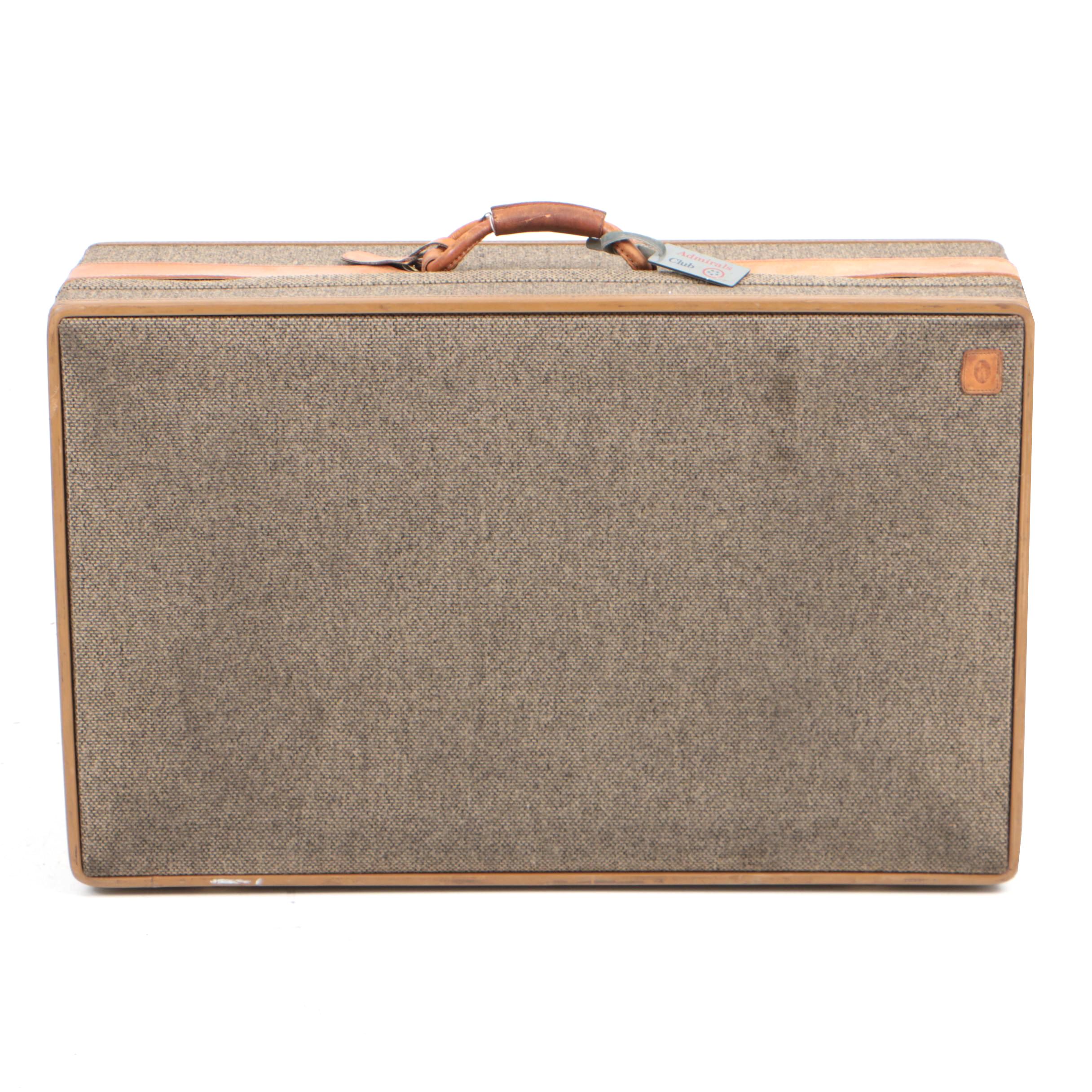 Vintage Hartmann Tweed Suitcase with Leather Trim