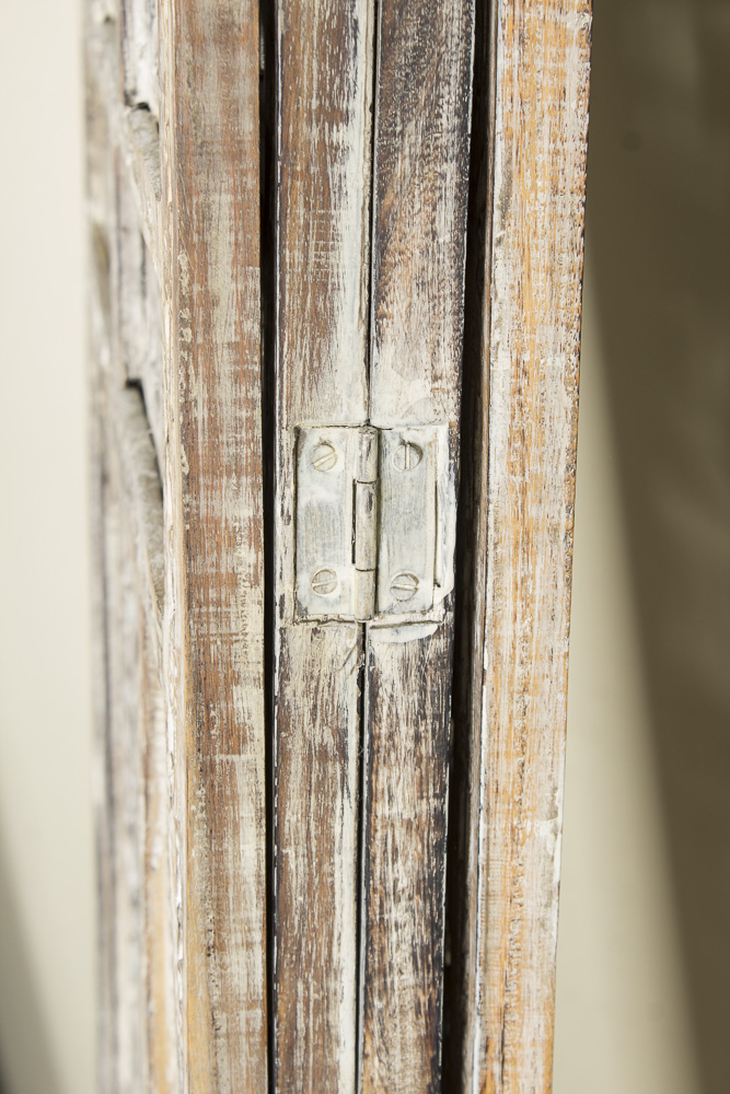 Hand-Painted Four Panel Wooden Screen